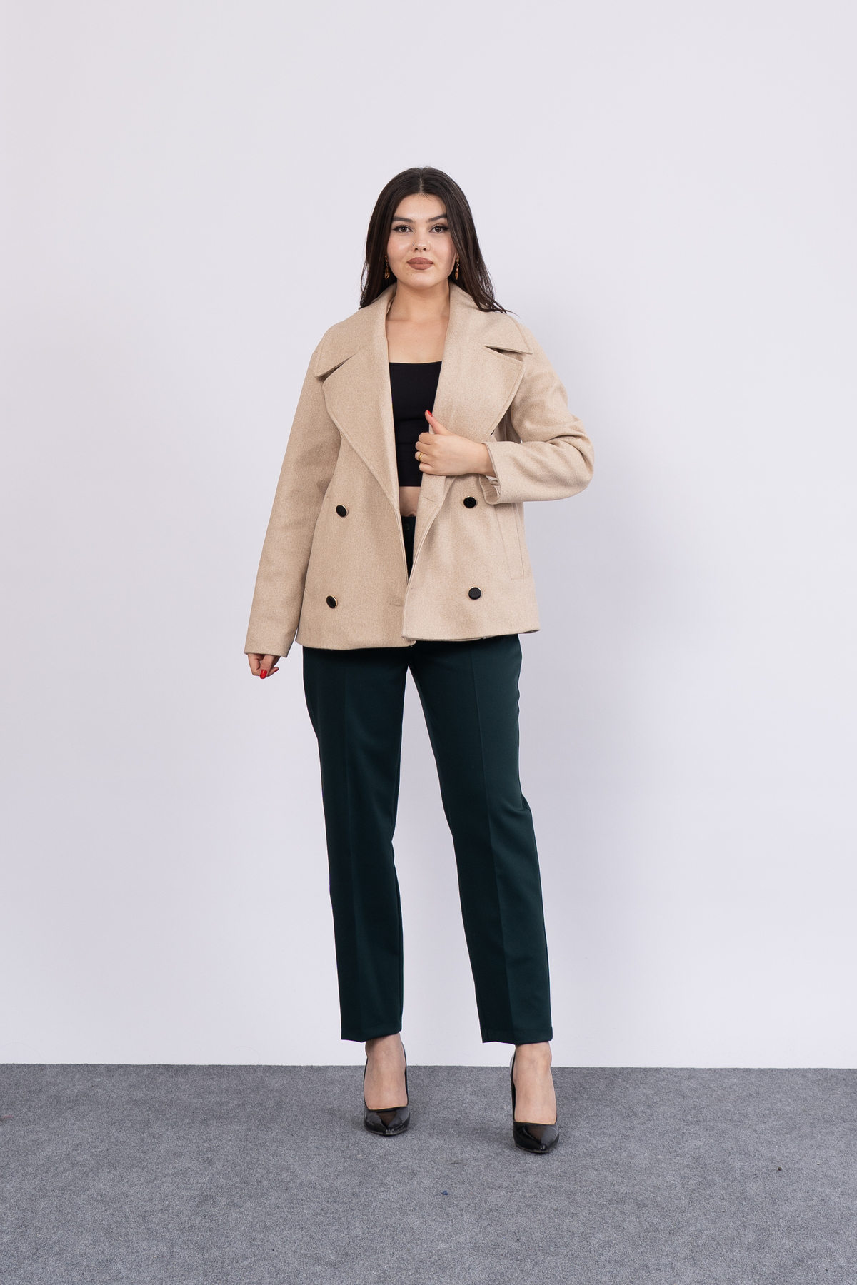 MissVina  Oversize Trend Geniş Kısa Kaban Palto 2591 - Görsel 2