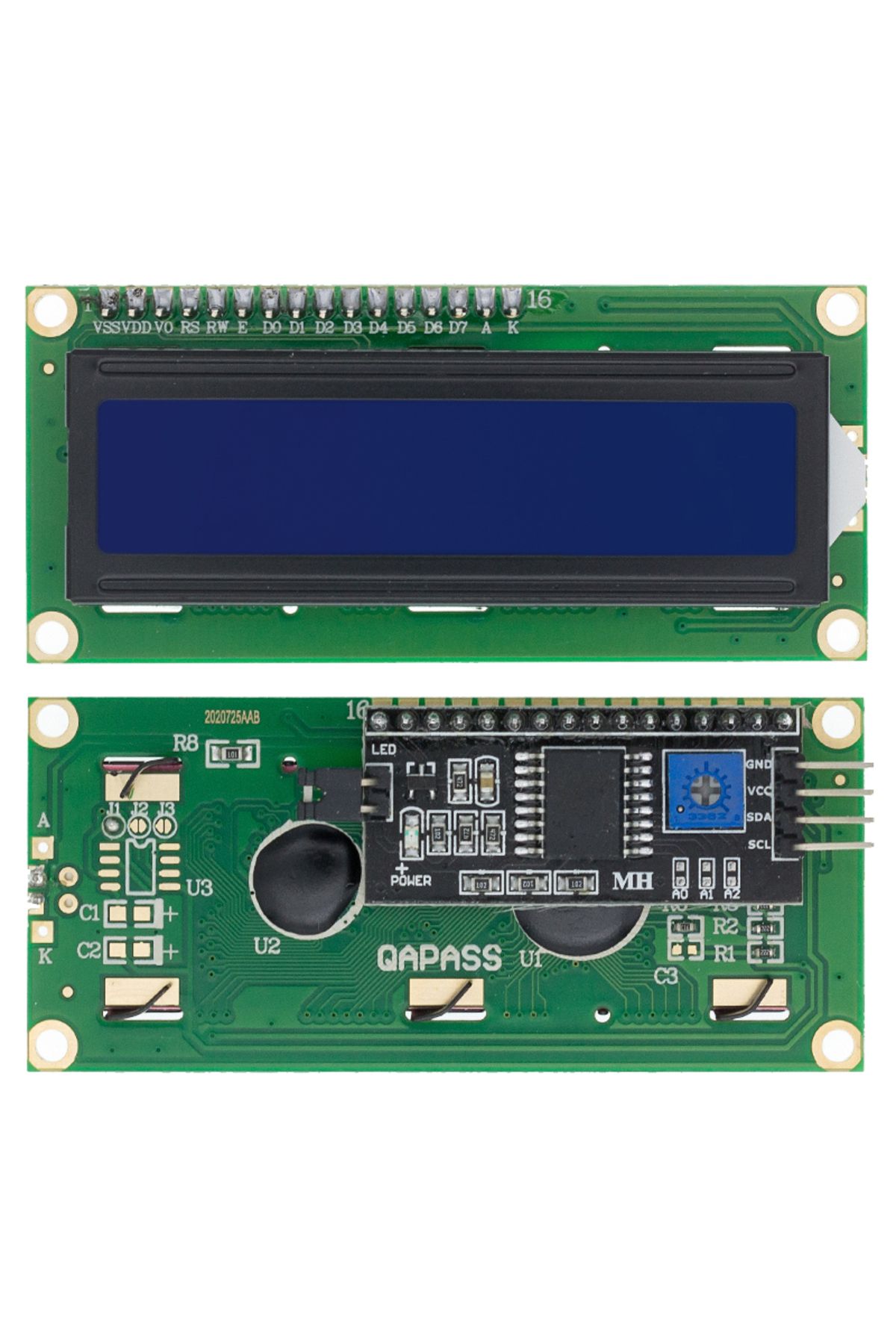 Choice-وحدة عرض IIC Lcd1602 زرقاء Lcd1602 I2c شاشة زرقاء وخضراء 5 فولت محول Iic Pcf8574 لـ Ardui 1
