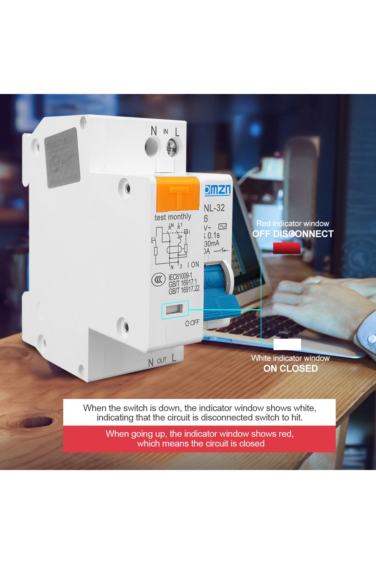 TOMZN-Tpnl 32a Tpnl Dpnl 230v 1p N Residual Circuit Breaker With Over And Short Current Leakage Protection 6