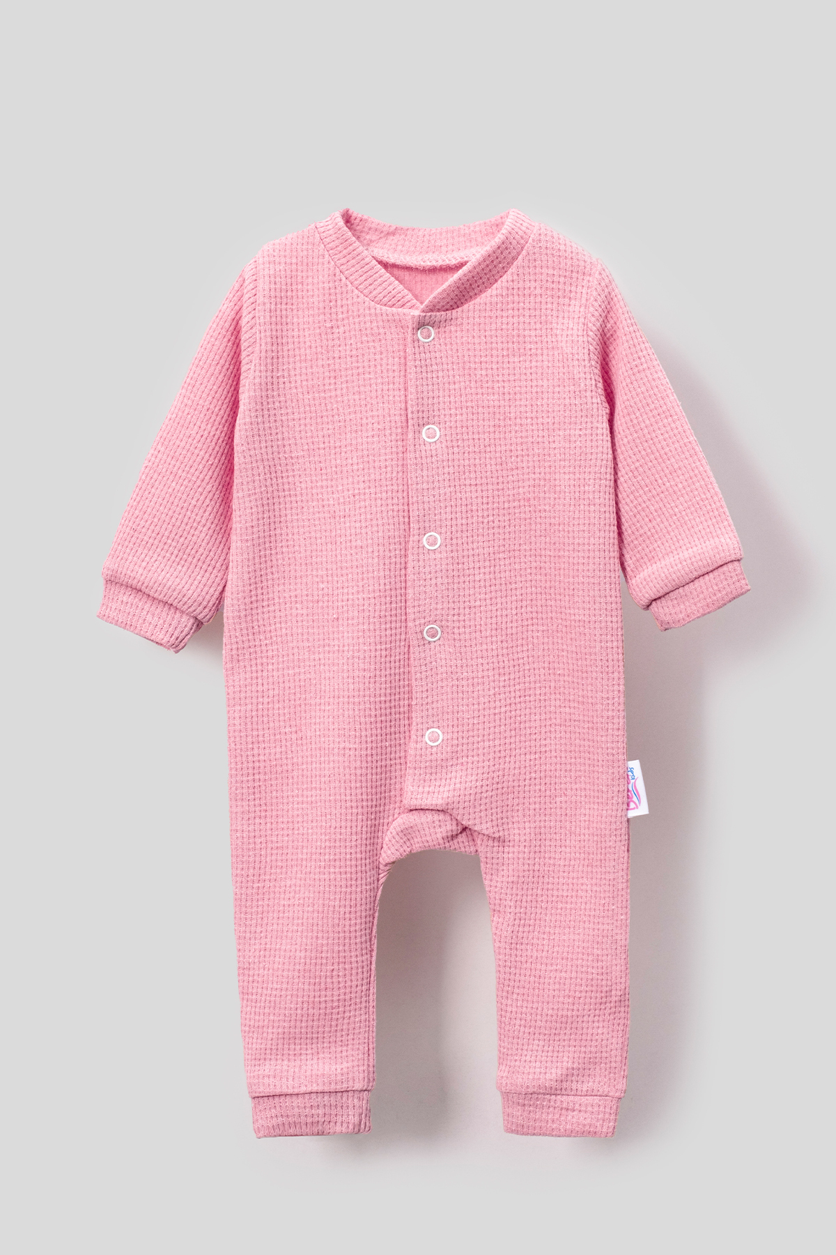 Bubito Tarz Şapkalı Çıtçıtlı Waffle Penye Bebek Tulum-pembe fotoğrafı 3 (önizleme)