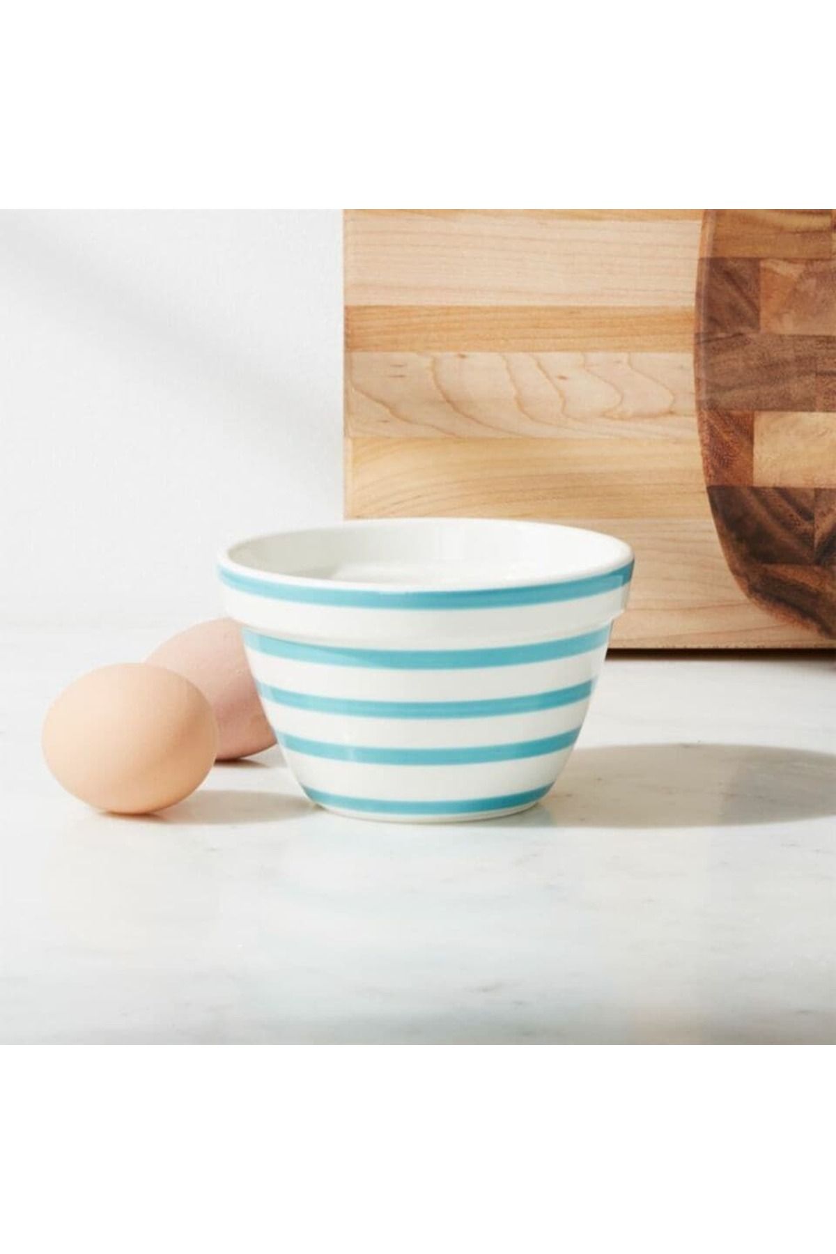 Crate & Barrel Avery Aqua Stripe Mini Karıştırma Kasesi
