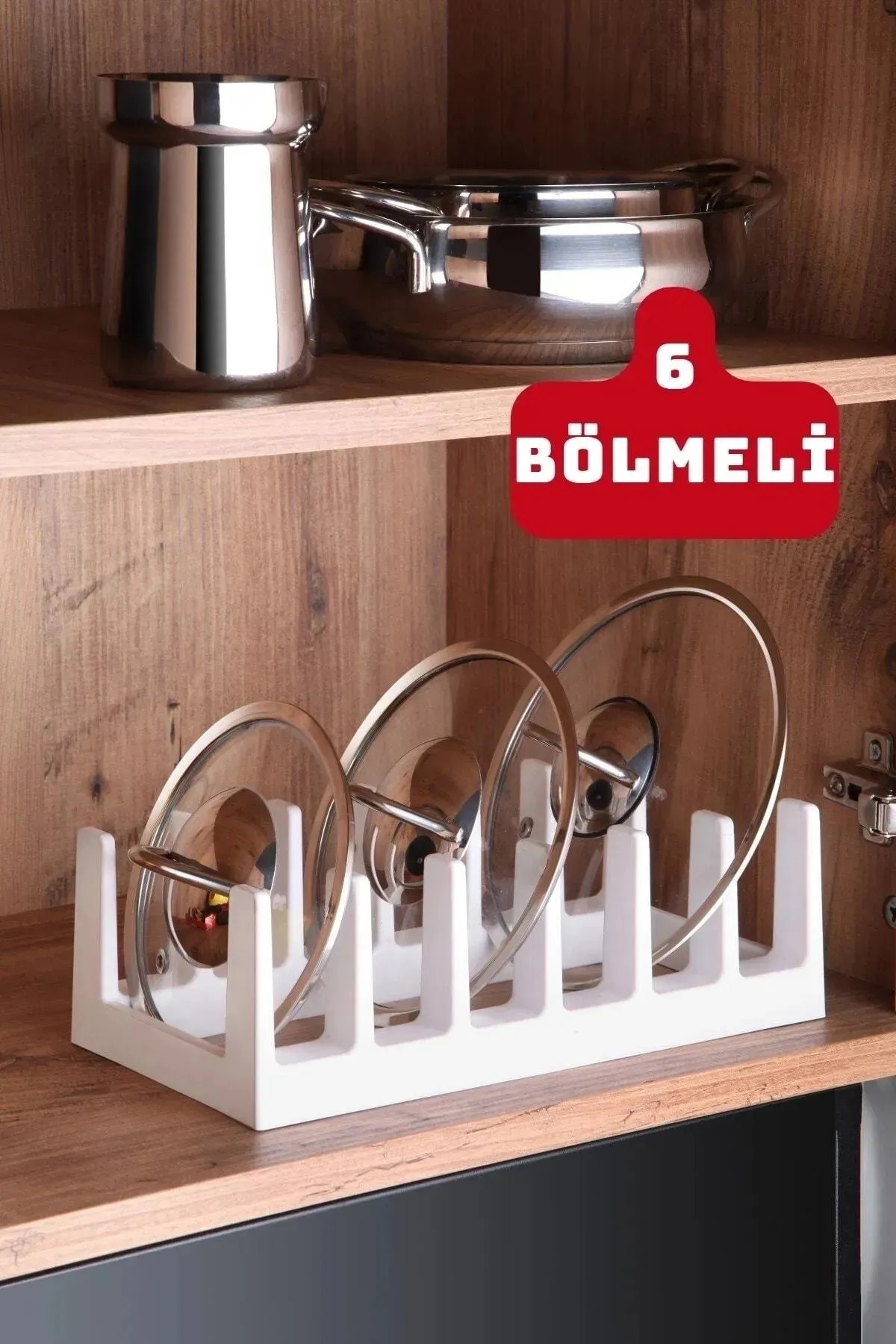 Pink Cat Kitchen 2'li Mutfak Seti Beyaz Tencere Kapak Düzenleyici