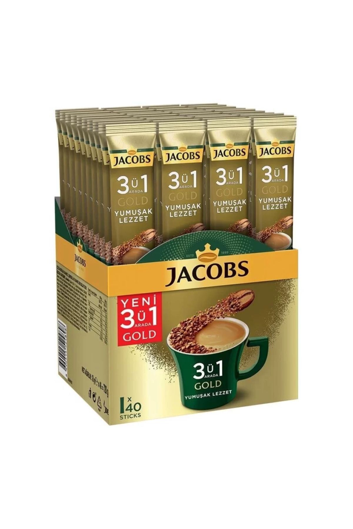 Jacobs 3Ü1 Arada Gold Yumuşak Lezzet Kahve 18 Gr X 40 Adet