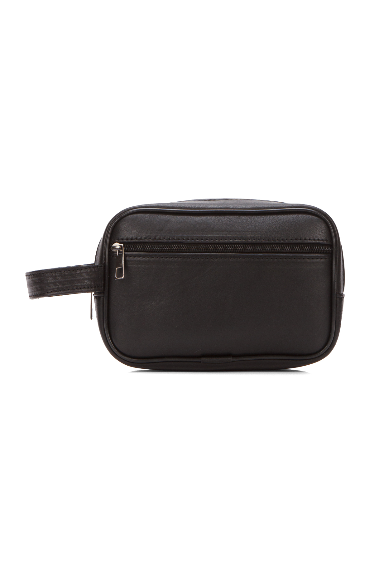 Adelina Bags Erkek Siyah Hakiki Deri Seyahat Kozmetik Portföy Clutch El Çanta görsel 4
