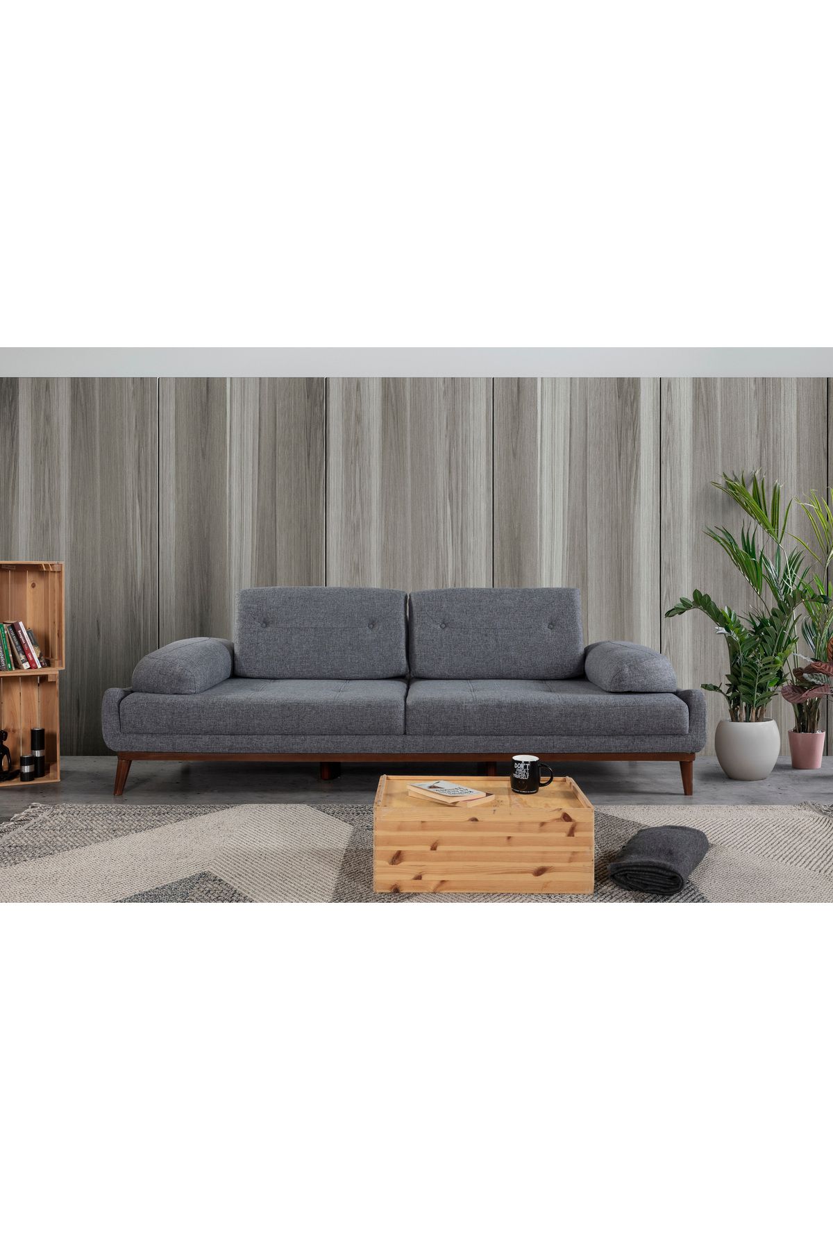 Elance Home NELSON ÜÇLÜ KOLTUK KETEN AÇIK GRİ