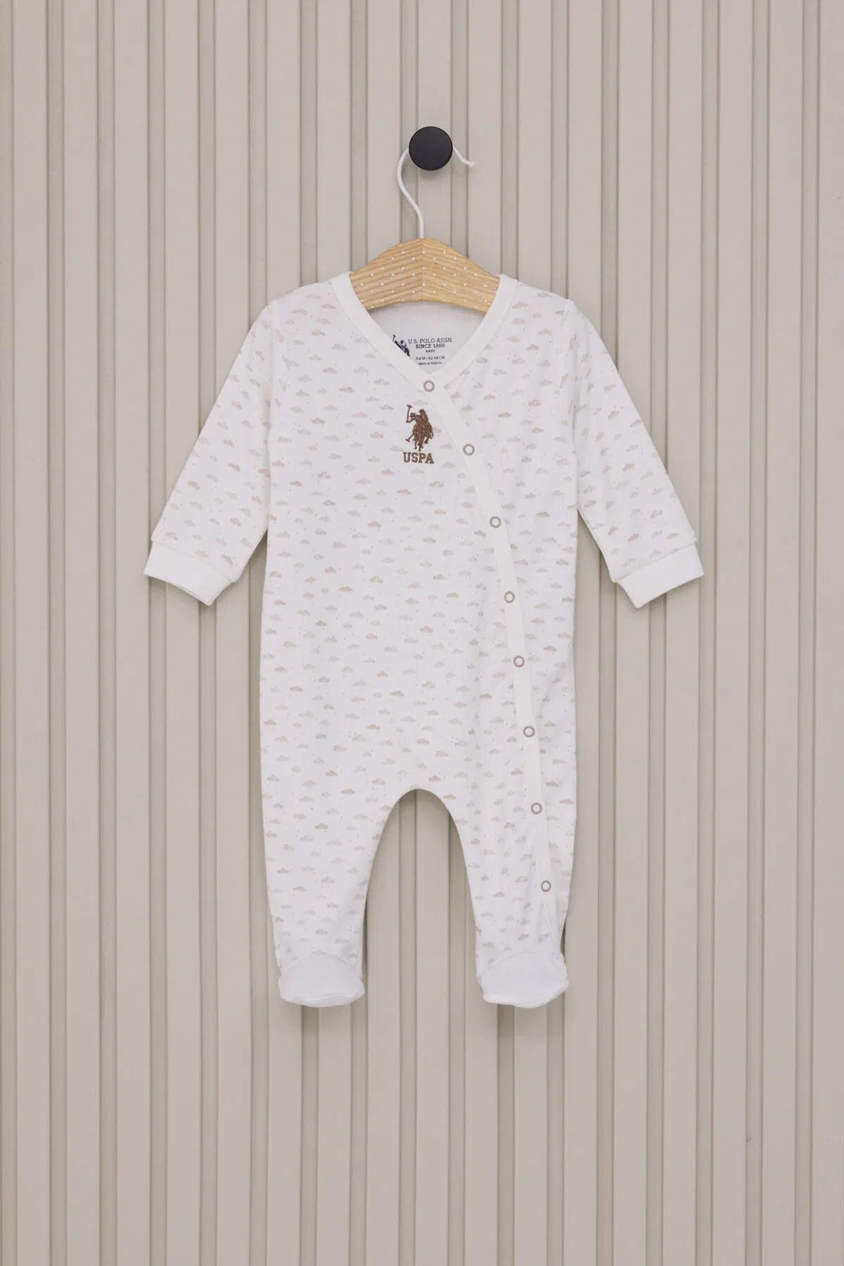 Skygo-U.S. Polo Baby Boy Booties Jumpsuit Usb2024 Cream 1