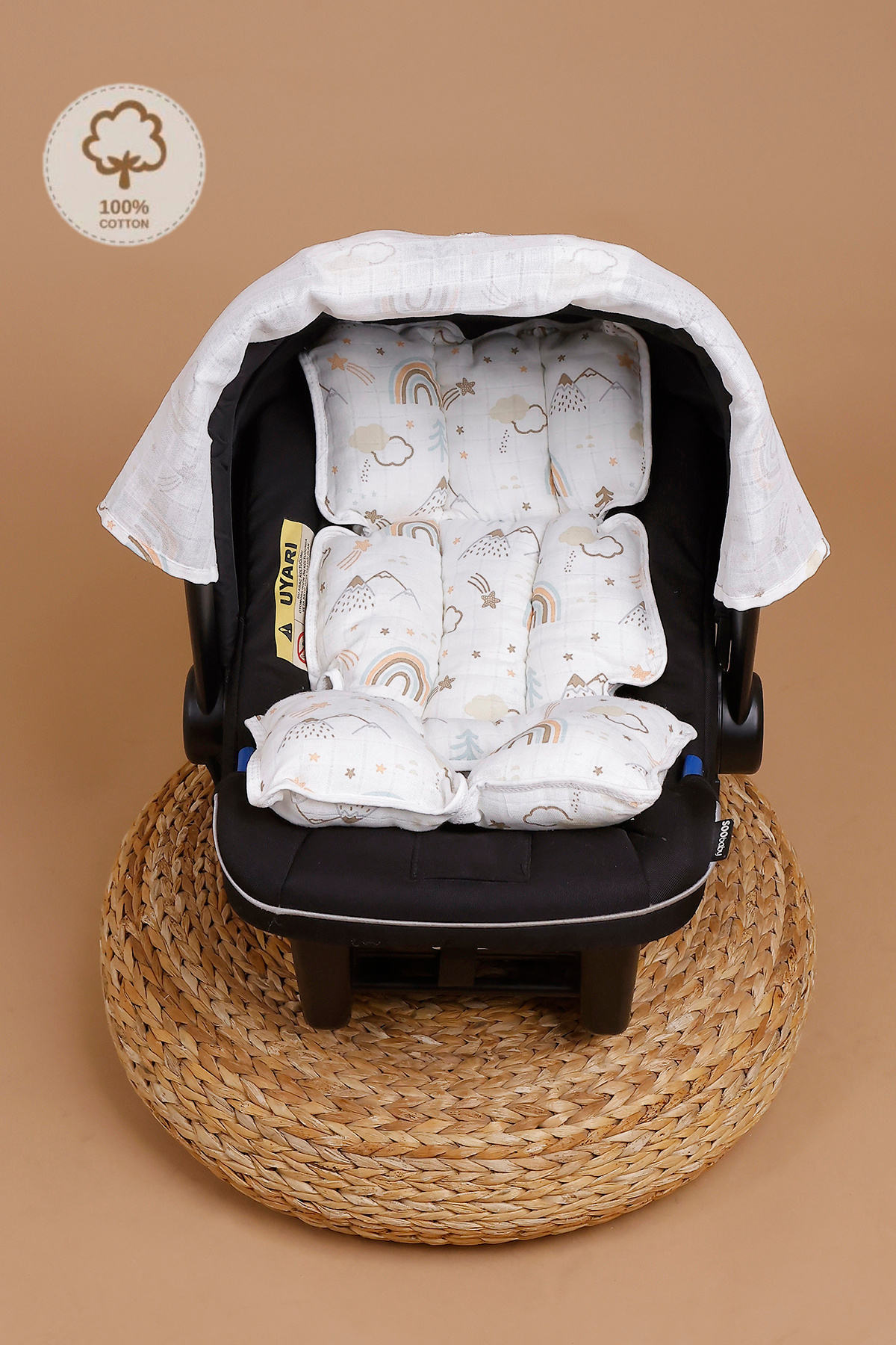 JUNİPERUS 2'li Müslin Bebek Puset Örtüsü Puset Minderi Ortopedik Bel Destekli fotoğrafı 4 (önizleme)