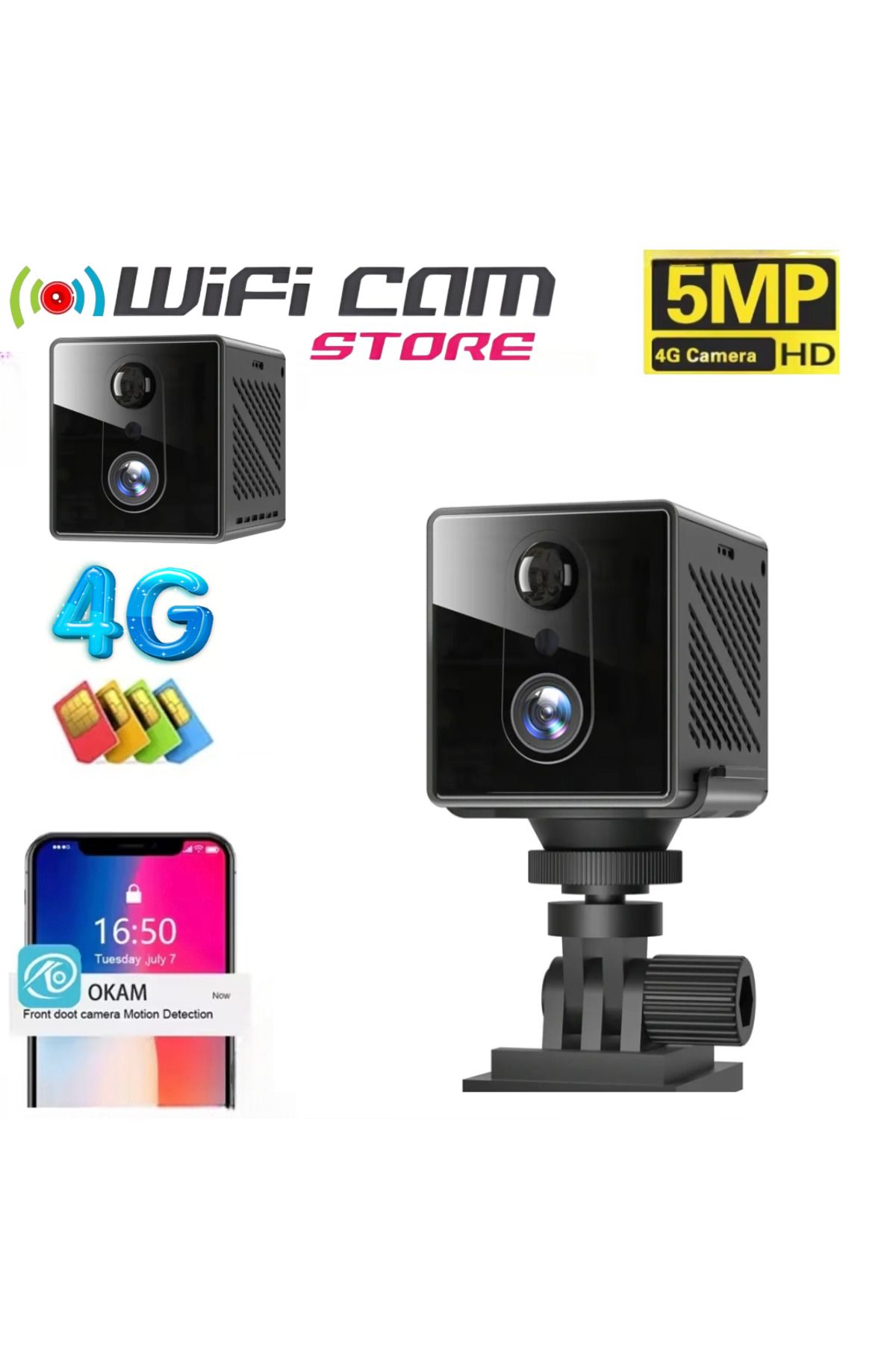 WİFİCAM 4g Sim Kartlı Mikro Şarjlı Kamera 1 Hafta Şarj