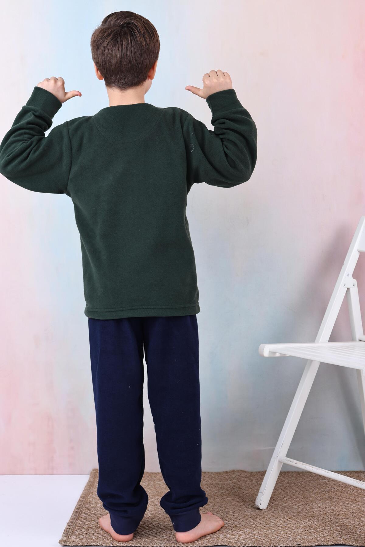 Mutlu City Yeni Sezon Sonbahar/kış Erkek Çocuk Skate Desenli Polar Pijama Takımı 4515 fotoğrafı 3 (önizleme)