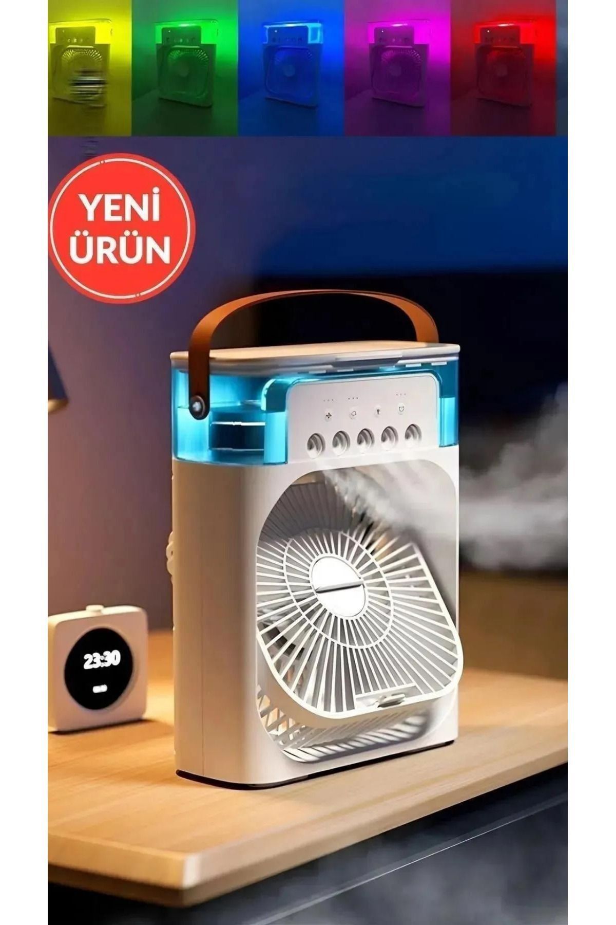 teknotrust Yeni Işıklı Klima 600ml 5 Spreyli Vantilatör Buzlu Buharlı Mini Klima Mini Fan Buzlu Fan Glr