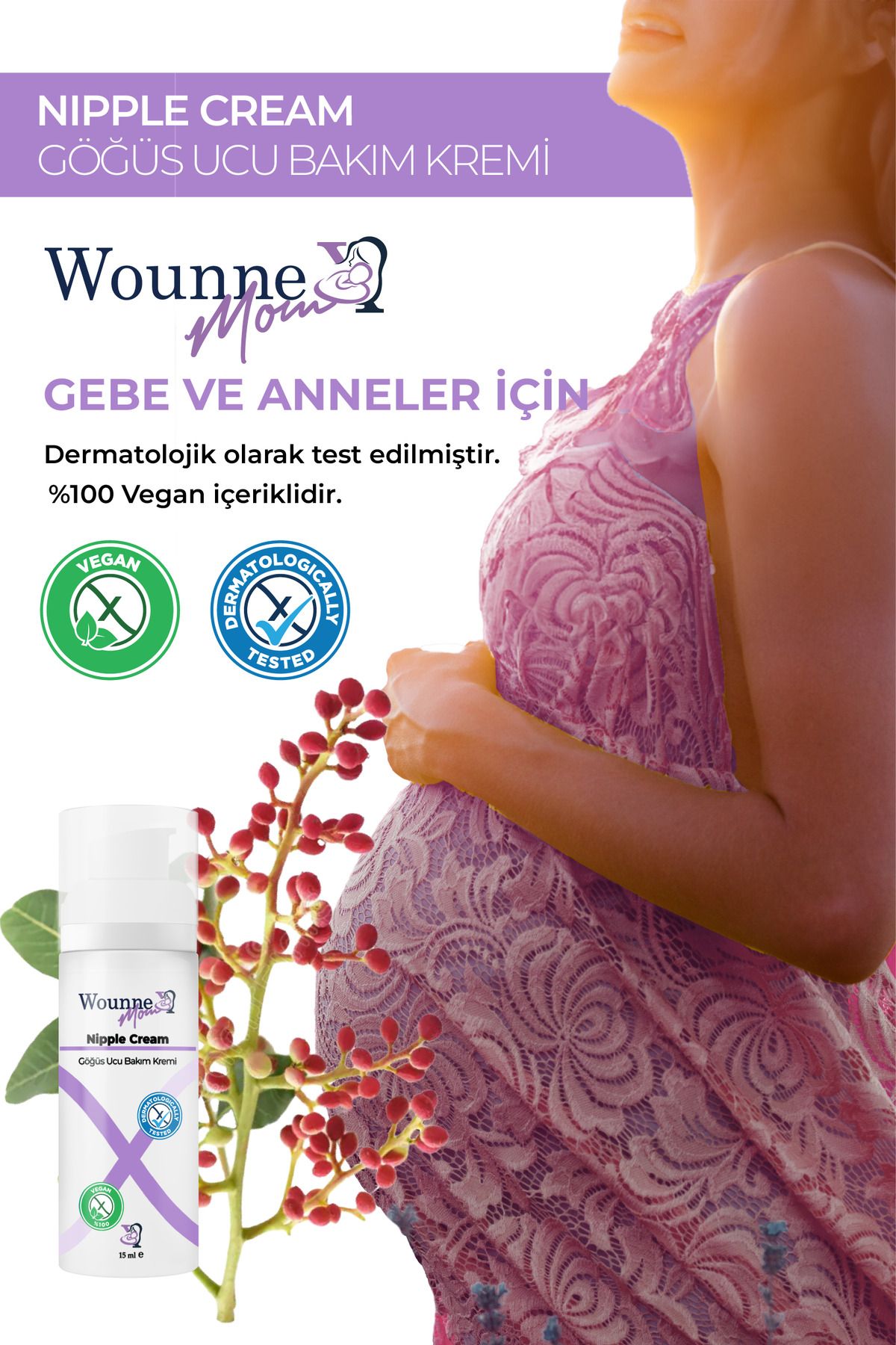 Wounnex Nipple Cream Gebe Ve Anneler İçin Göğüs Ucu Bakım Kremi 15ml