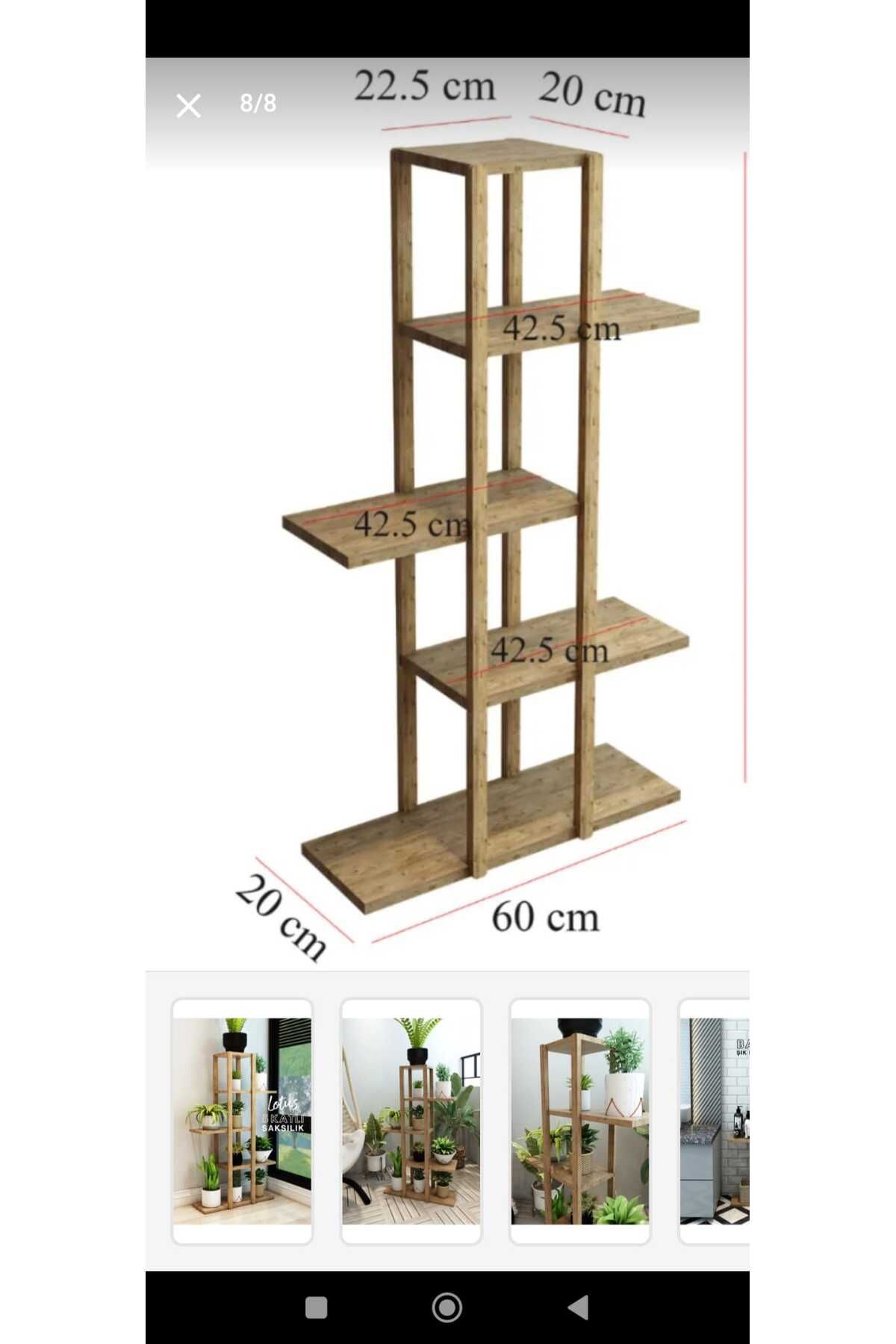 MarangozDede 120 CM 5 RAFLI  SAKSILIK ÇİÇEKLİK ORGANİZER RAF