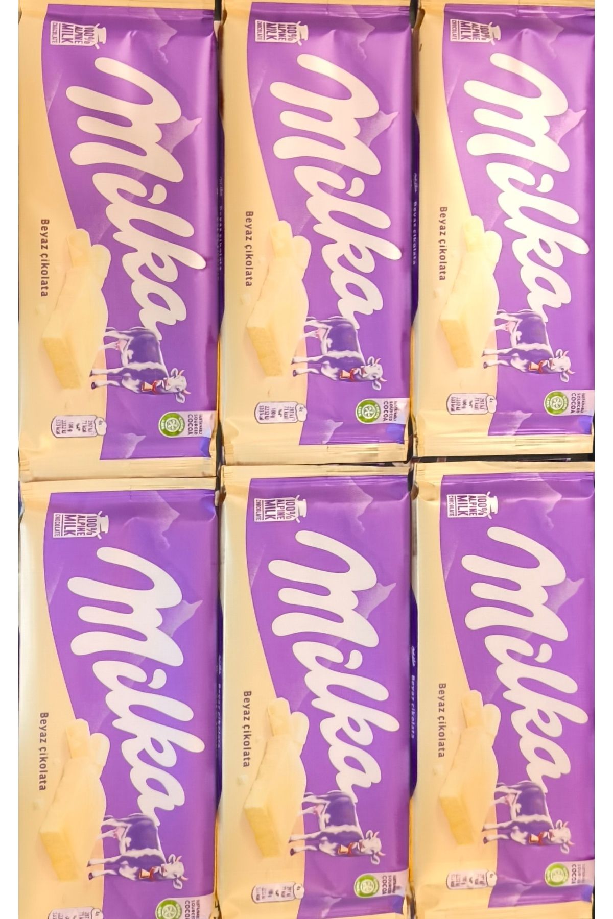 Milka Beyaz Çikolata Tablet 80 Gram x 6 Adet Toplam 480 Gram