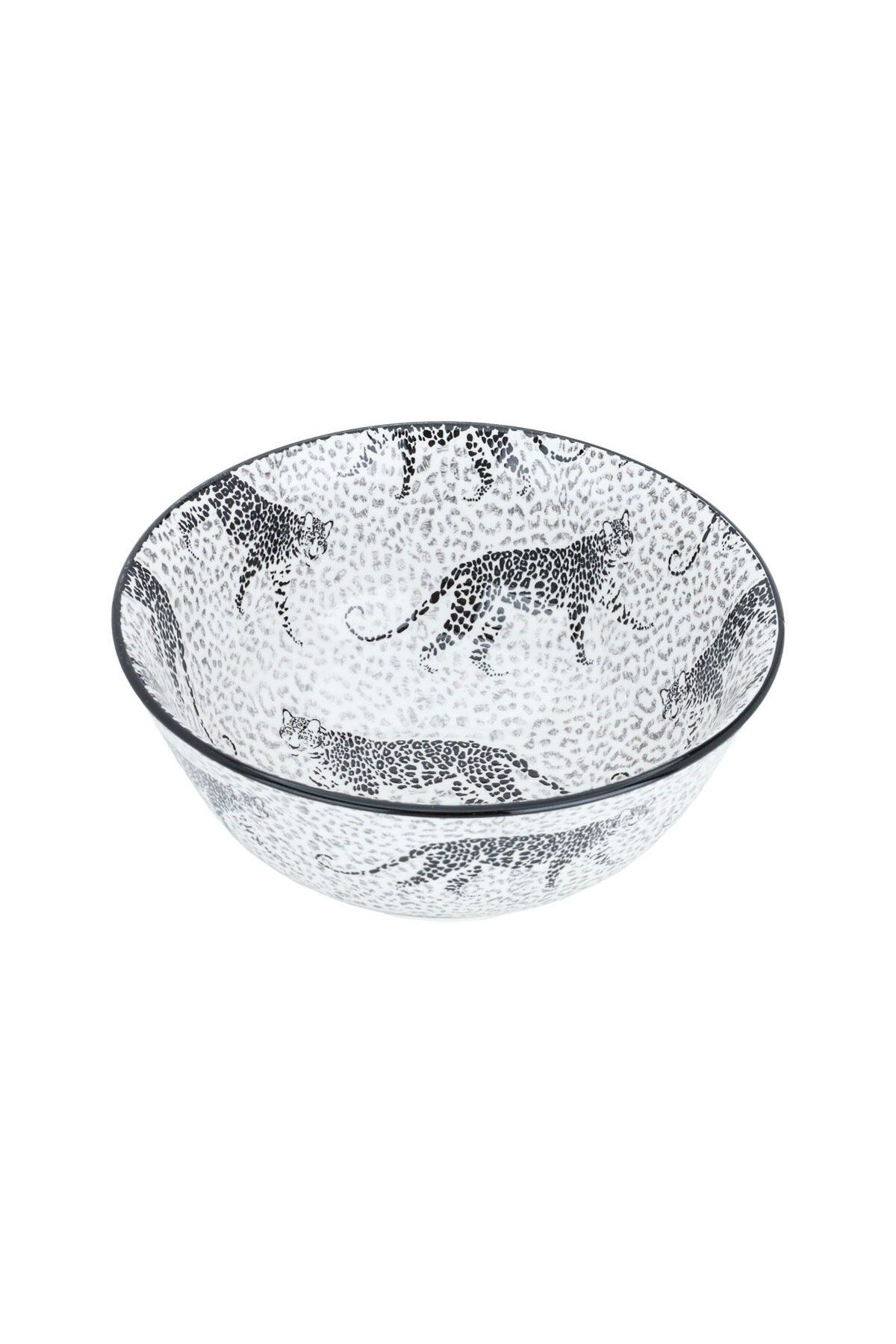 Alsaif Gallery-Black leopard pattern circular dining set, 24 pieces 1