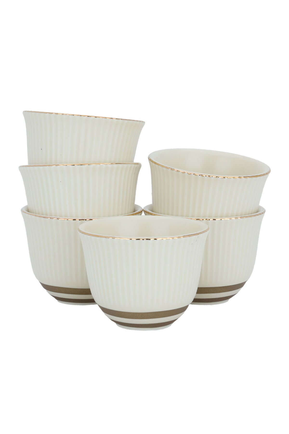 Alsaif Gallery-Light beige and gold porcelain coffee cup set, 12 pieces 1