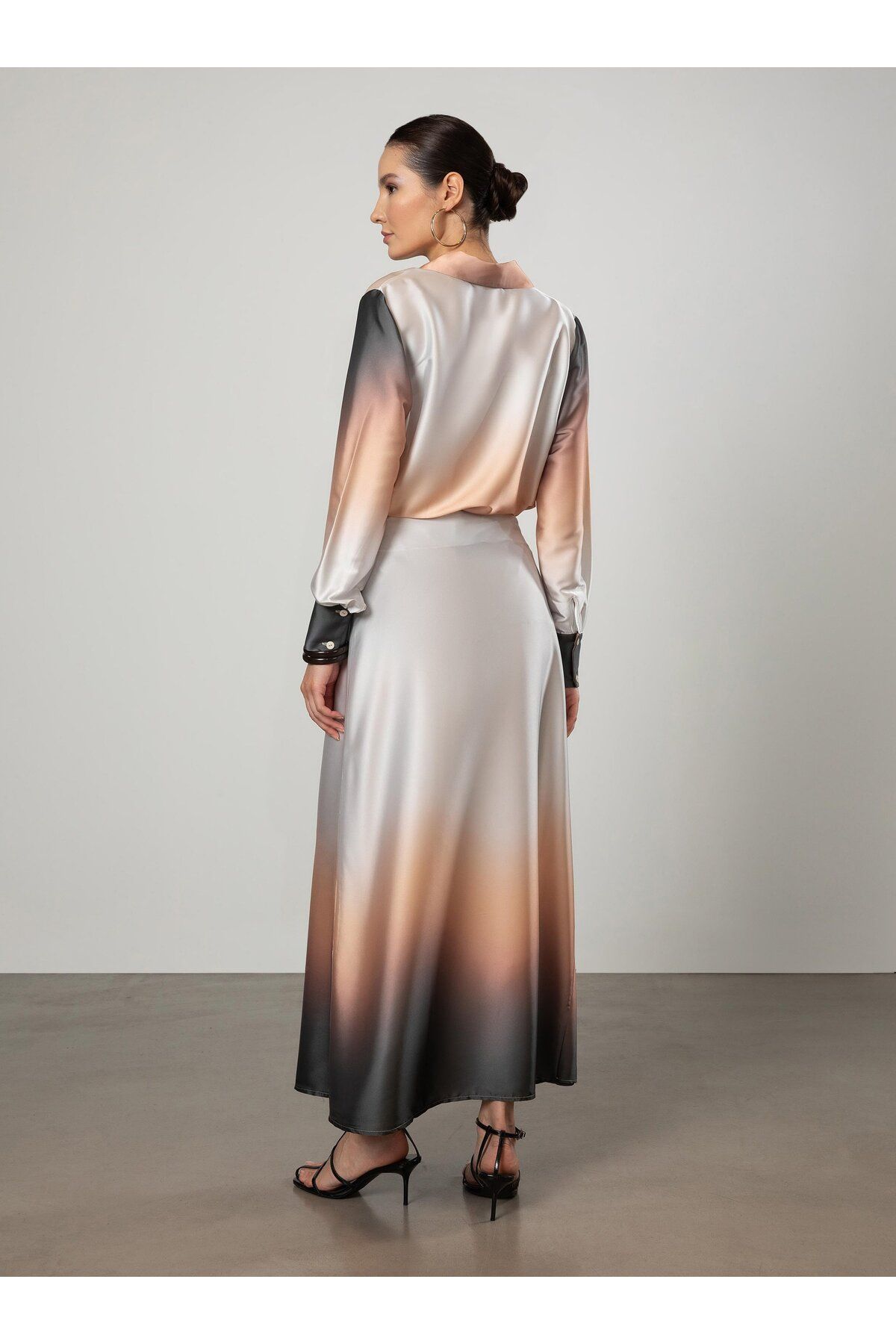 Refka-Satin Tunic - Pearl Button Detail, Gradient Pattern and Gradient Print - Refka 5