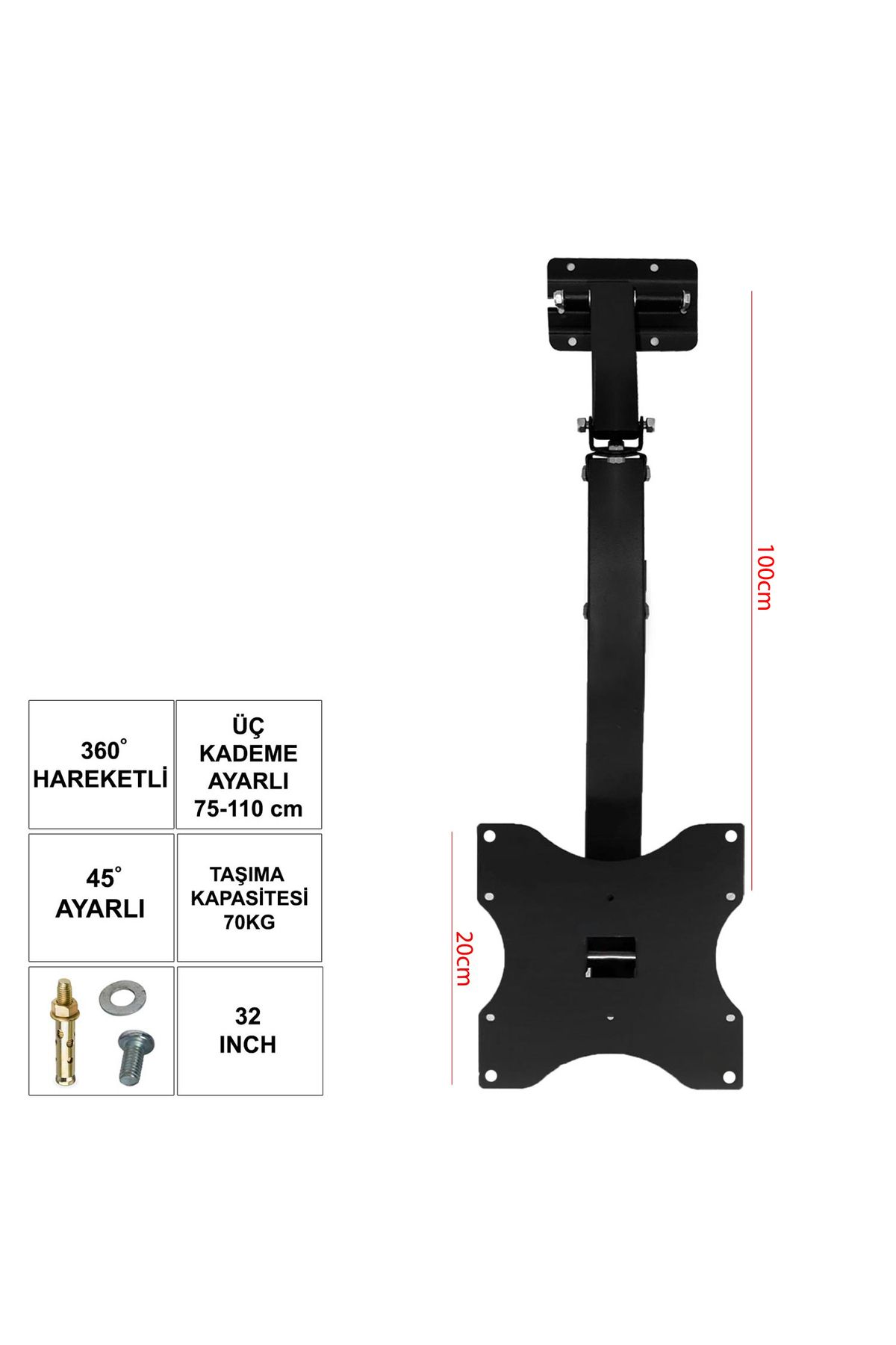 Exporanto Lcd Askı Aparatı Tavan Hareketli 32-40 İNç 82-102Cm