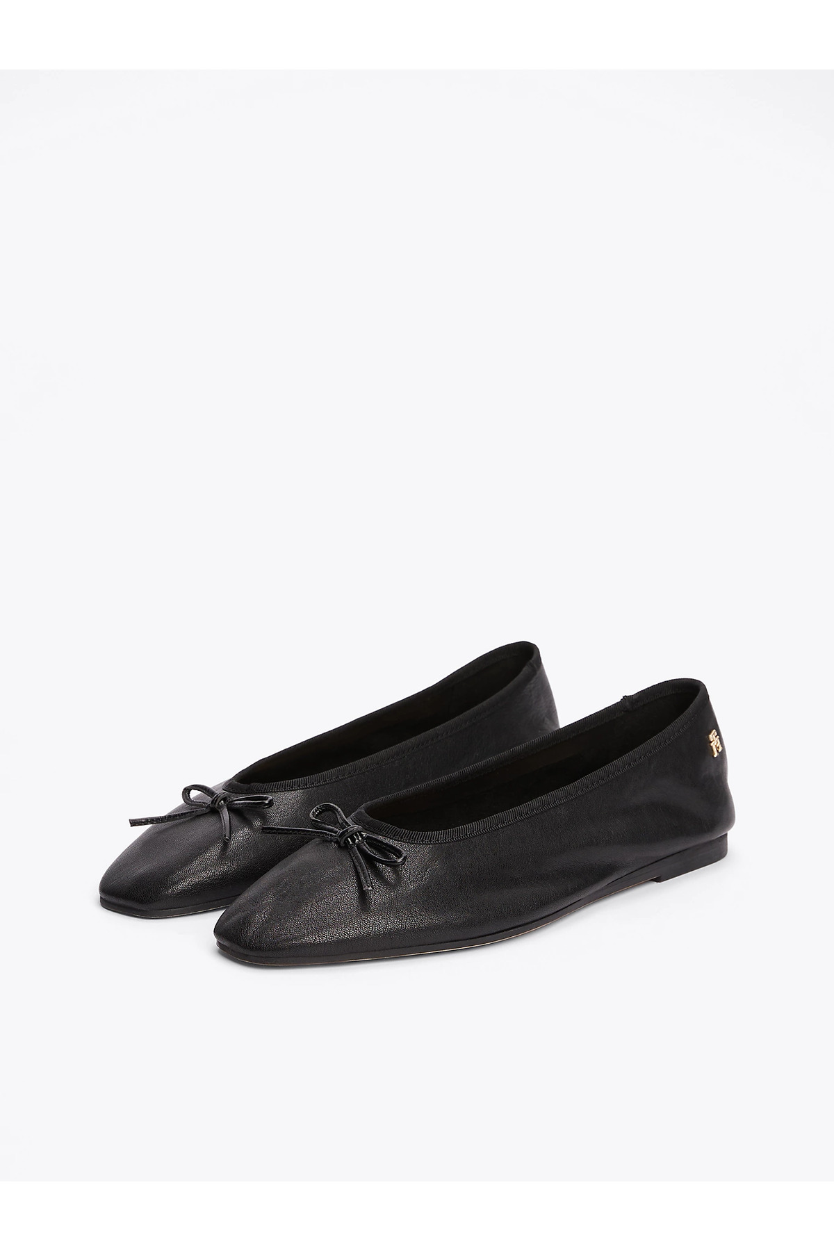 Tommy Hilfiger-Women's Leather Flat Ballerina Black Ballerina Fw0Fw08355-Bds 2