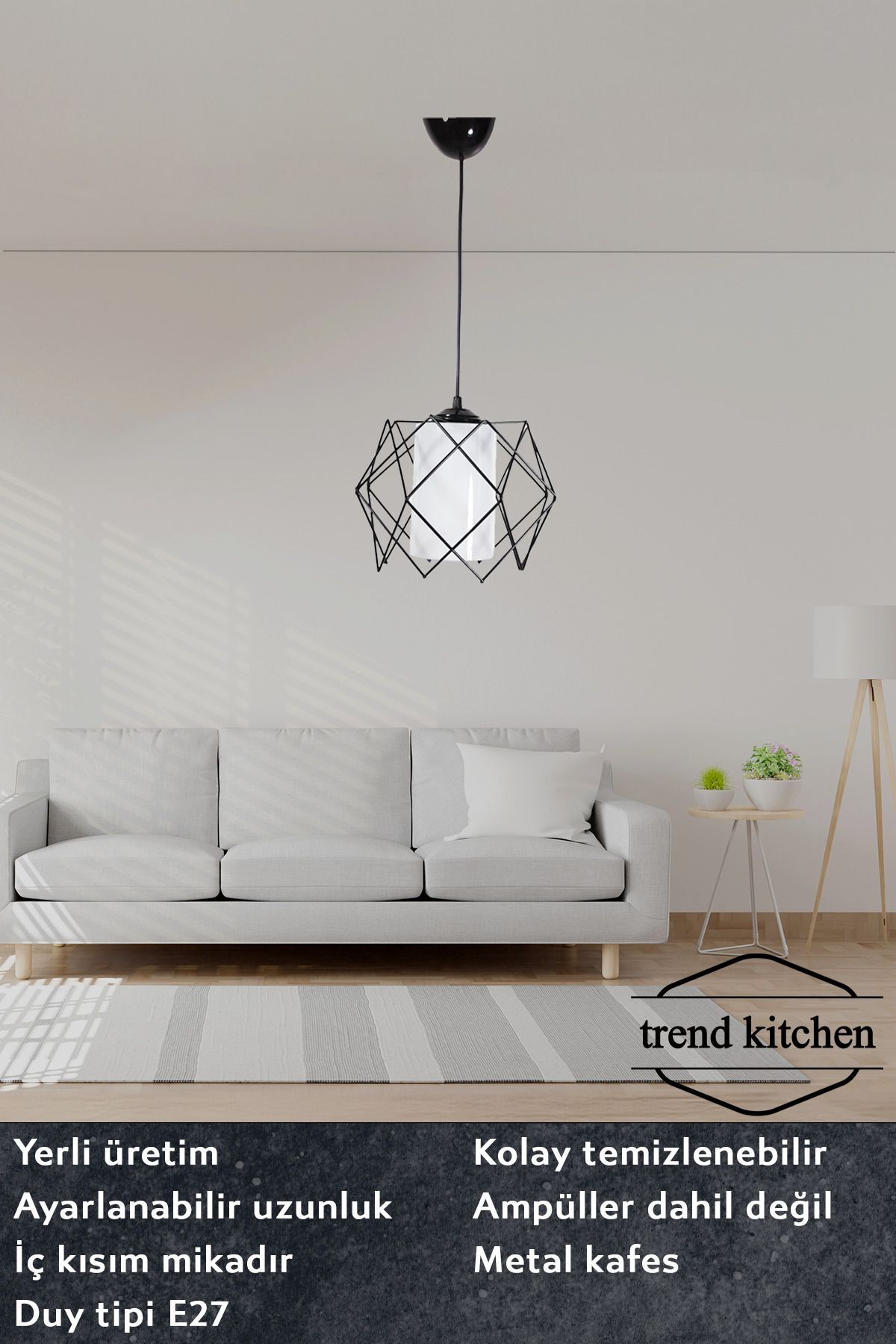 Trend Kitchen Trend White Glass One Mutfak, Antre, Koridor, Oturma Odası, Salon Sarkıt Avize