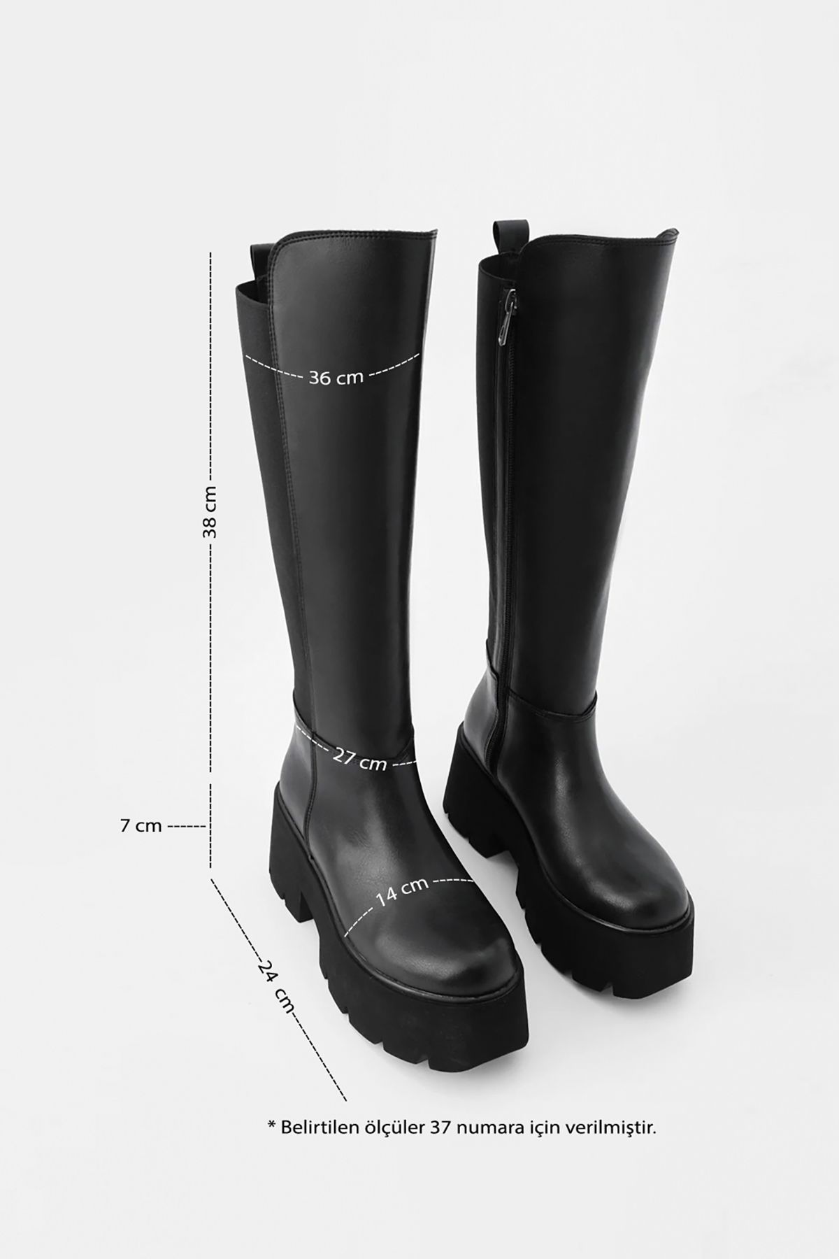 Marjin-Damen Alltagsstiefel mit dicker Keilsohle Ferlas Schwarz 8