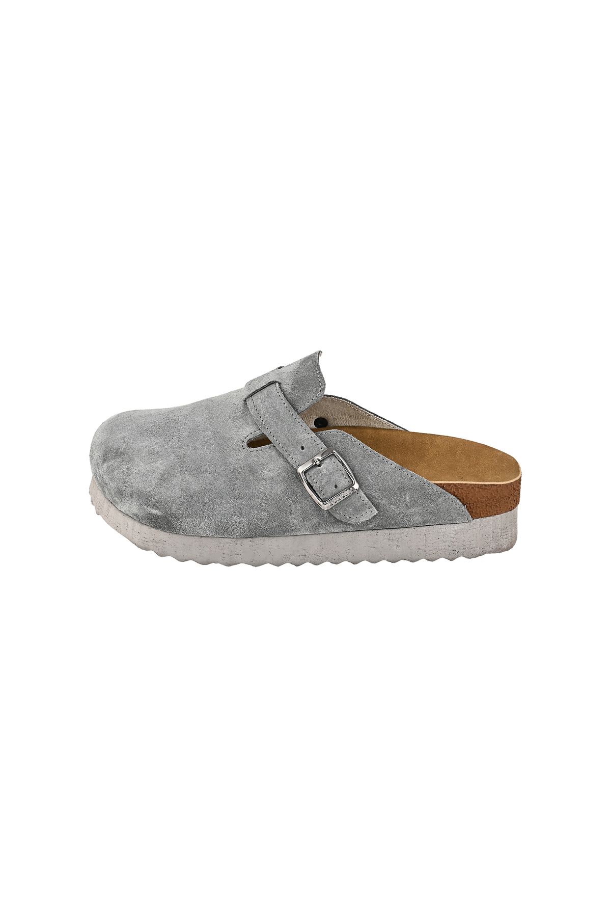 Moosefield-Genuine Leather Gray Unisex Boston Clog Slippers 4