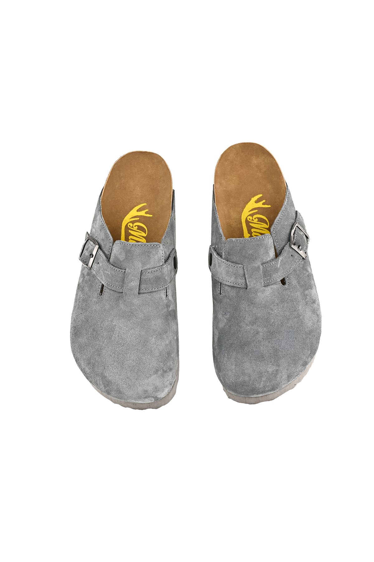 Moosefield-Genuine Leather Gray Unisex Boston Clog Slippers 2