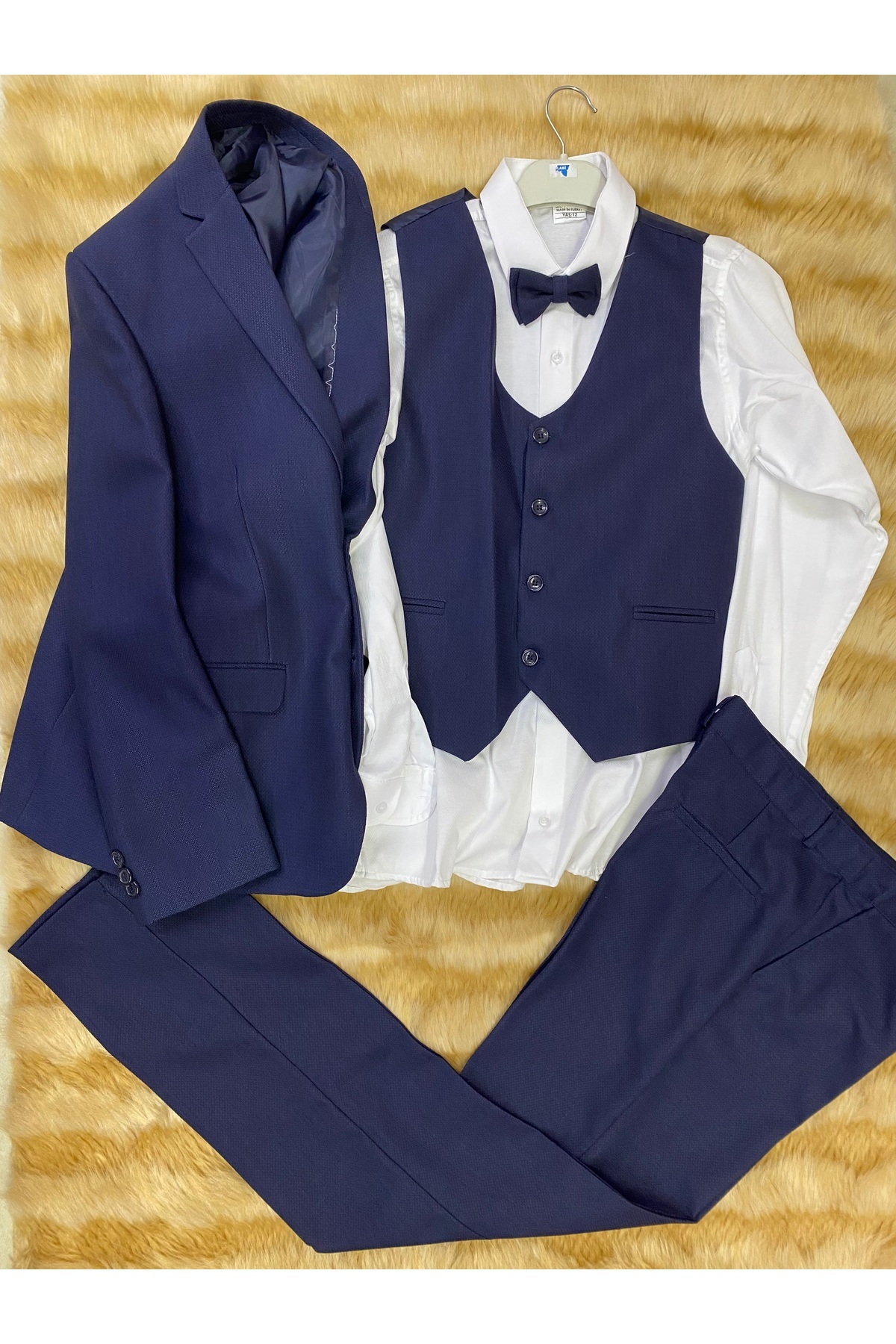 skycott-Boy Tuxedo Suit Vest with Bow Tie Jacket Shirt Pants 2