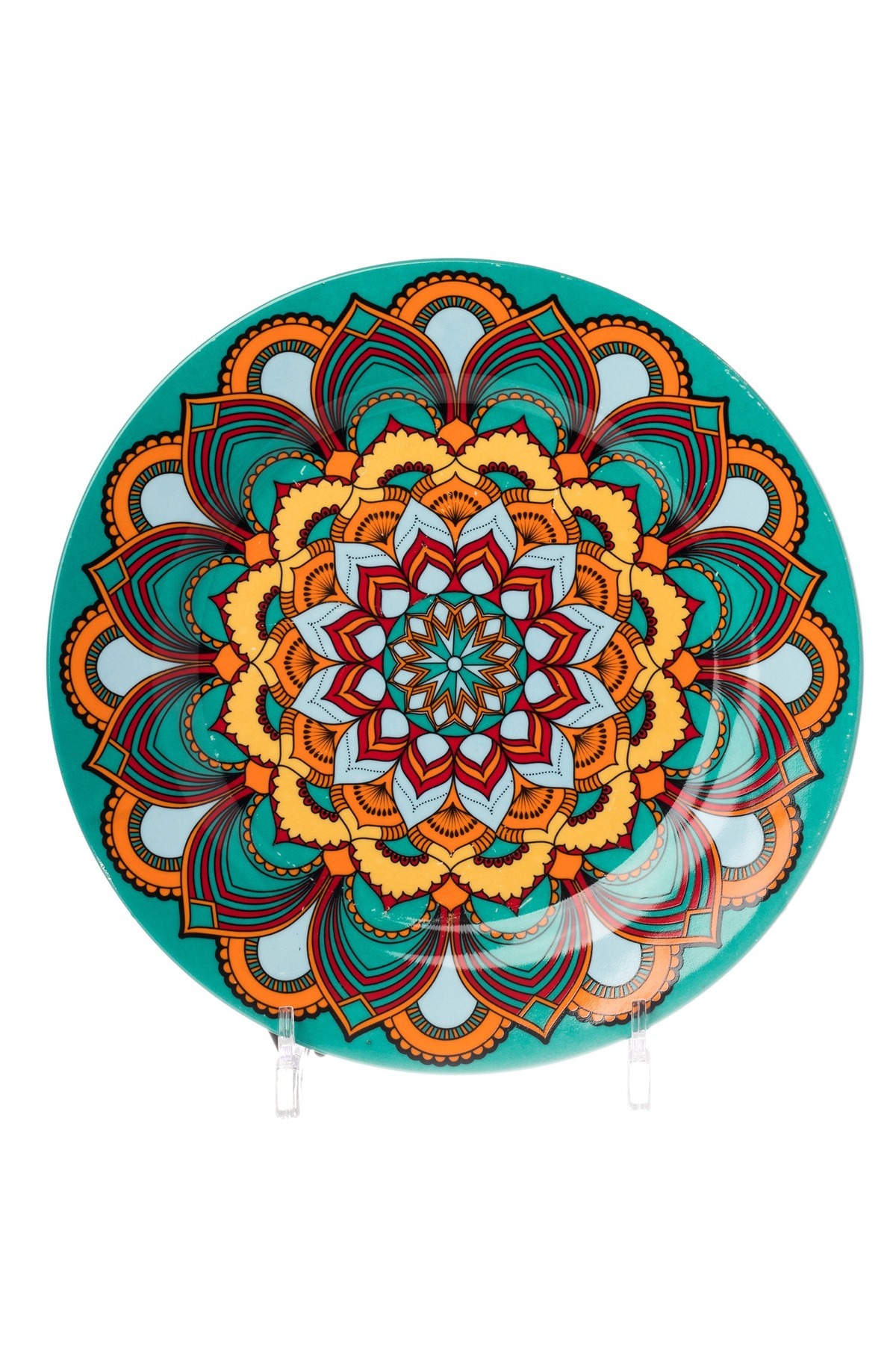 HIC-flat porcelain dinner plates 4 Piece with Turquoise/Yellow 27 cm 3
