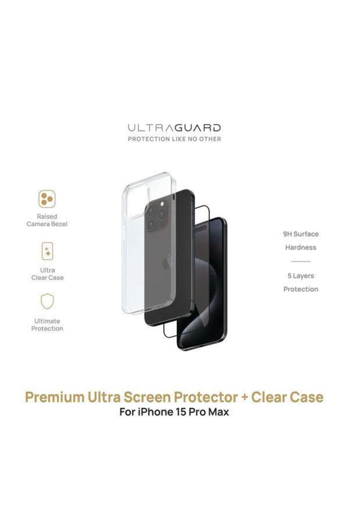 ULTRAGUARD-واقي شاشة ممتاز + جراب شفاف لهاتف Iphone 15 Pro Max 1