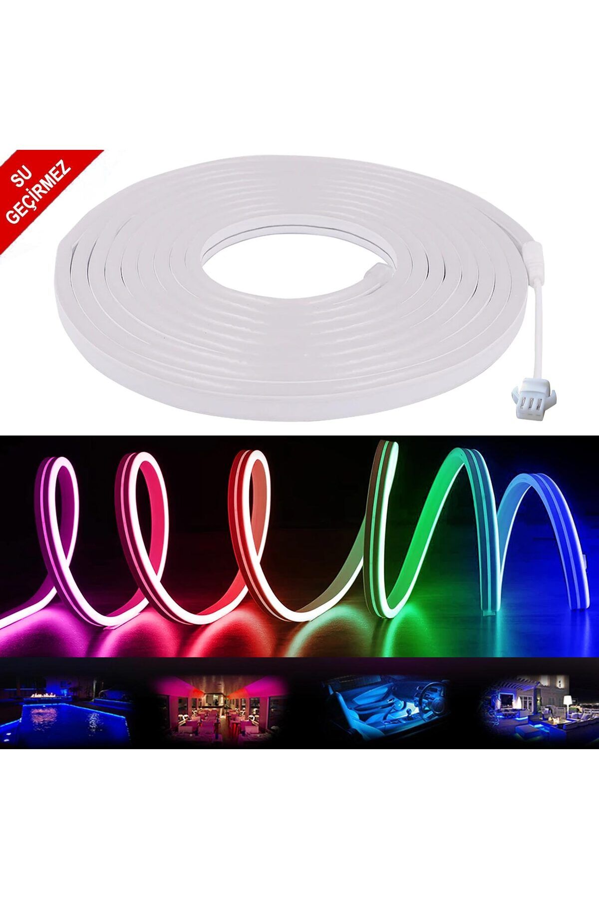 NZM TİCARET Neon Hortum Led Rgb 12V Su GeçiRmez 5Mt KesiLebiLiR Hightek