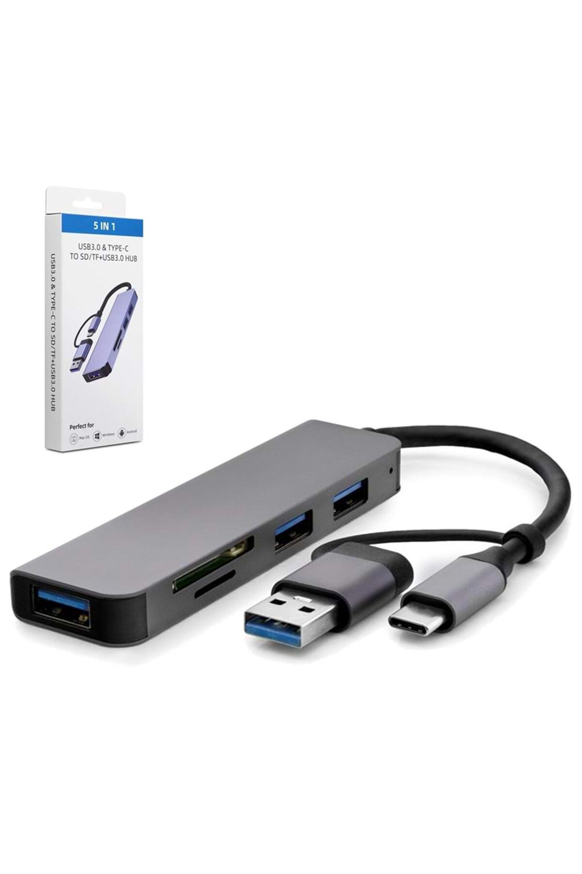 ALKAP Hdx-7826 Çevirici Adaptör 5 İN 1 Type-C + Usb 3.0 To Sd Tf Usb 3.0