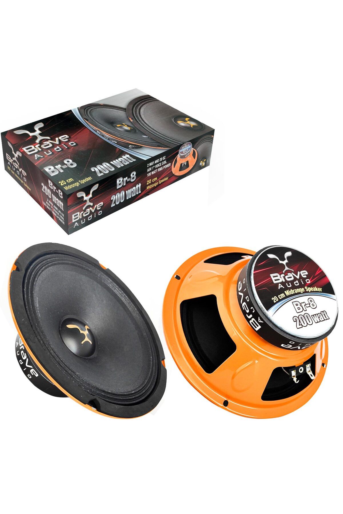 NZM TİCARET Brave Br-8 Oto Midrange 20Cm 200 Watt 2 Adet