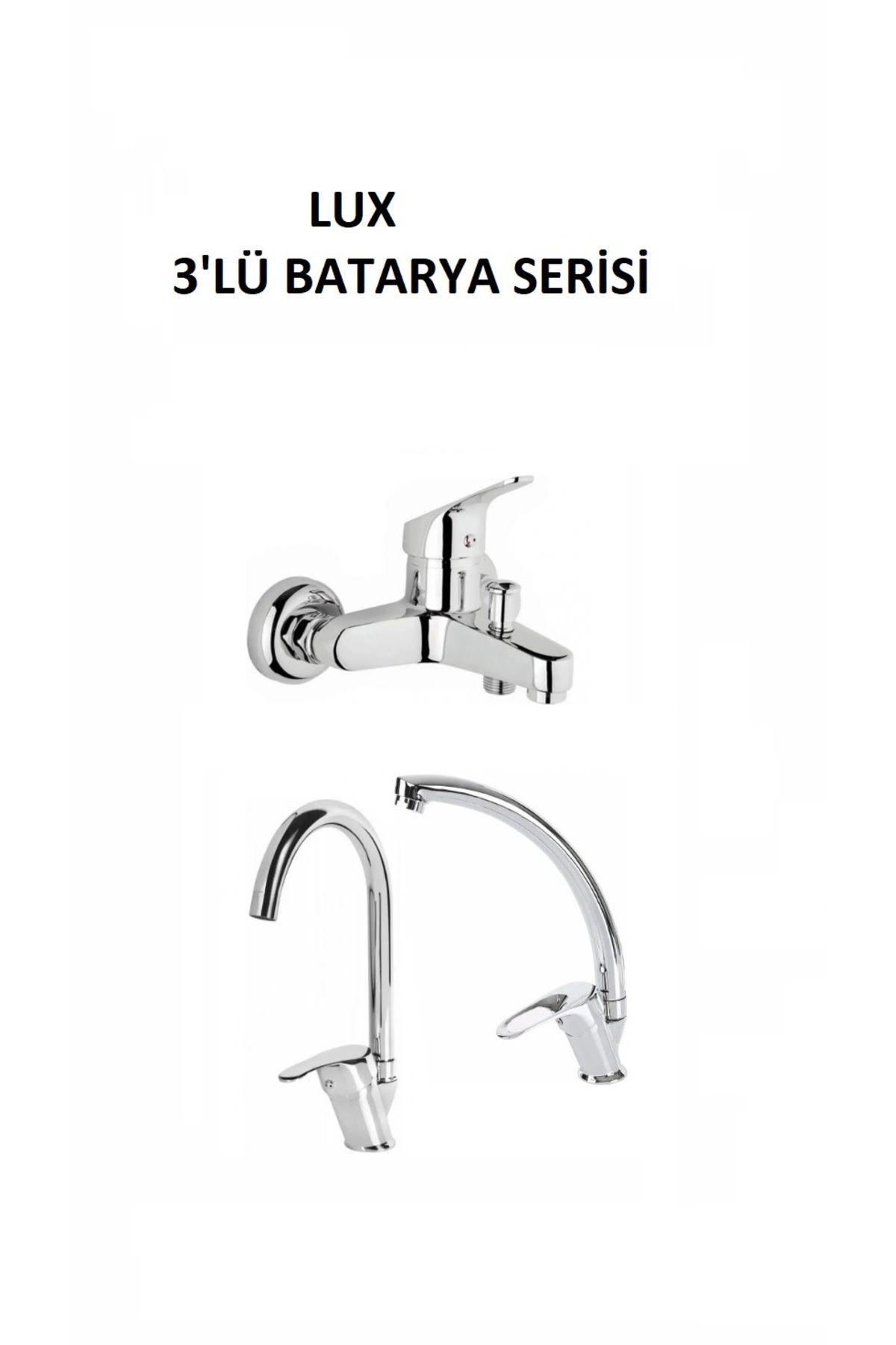 Bereket Hırdavat Beyazsu LUX Banyo Lavabo Bataryası Üçlü Set