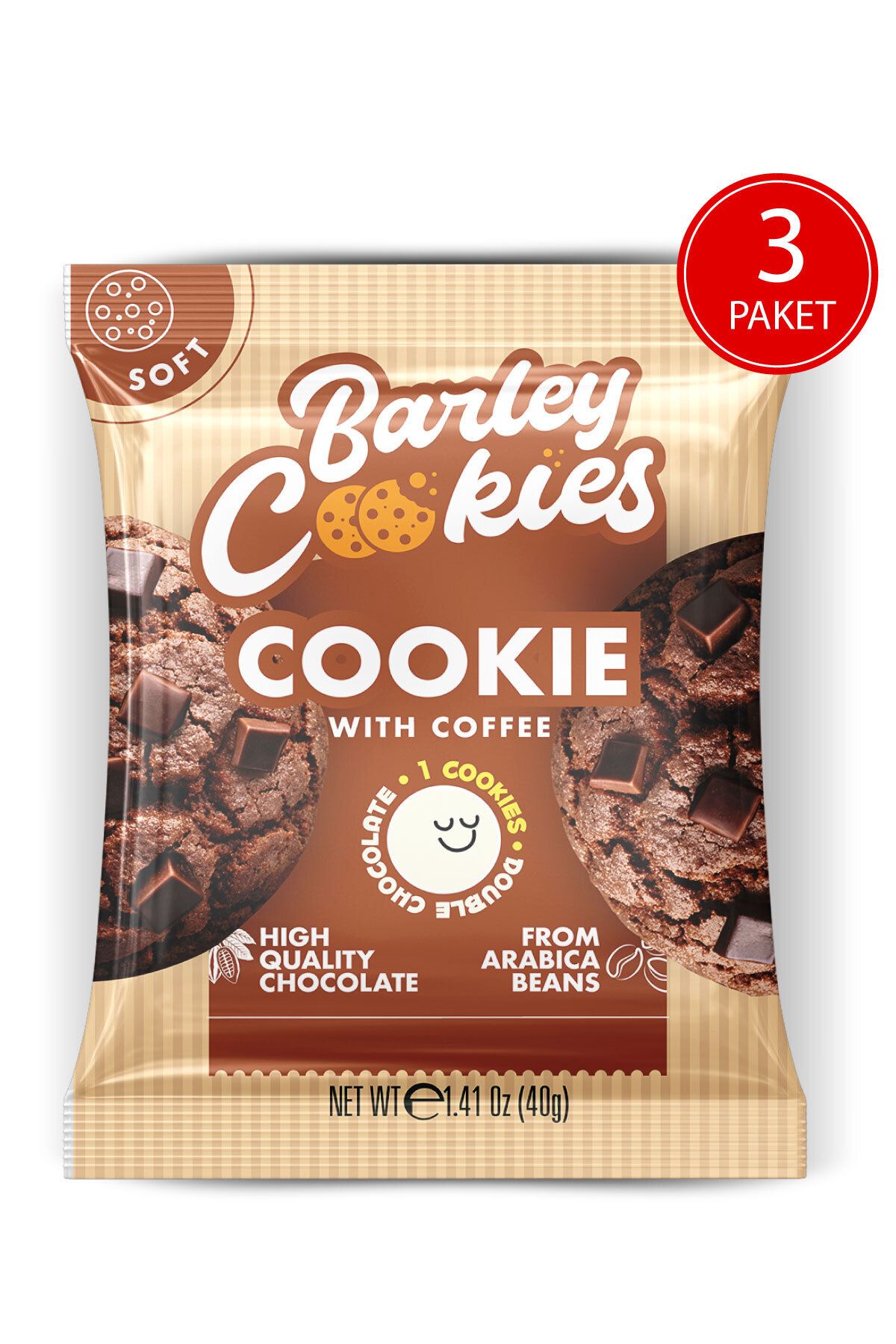 Barley Cookies Kahveli Çikolatalı Soft Cookies 40g X 3 Paket