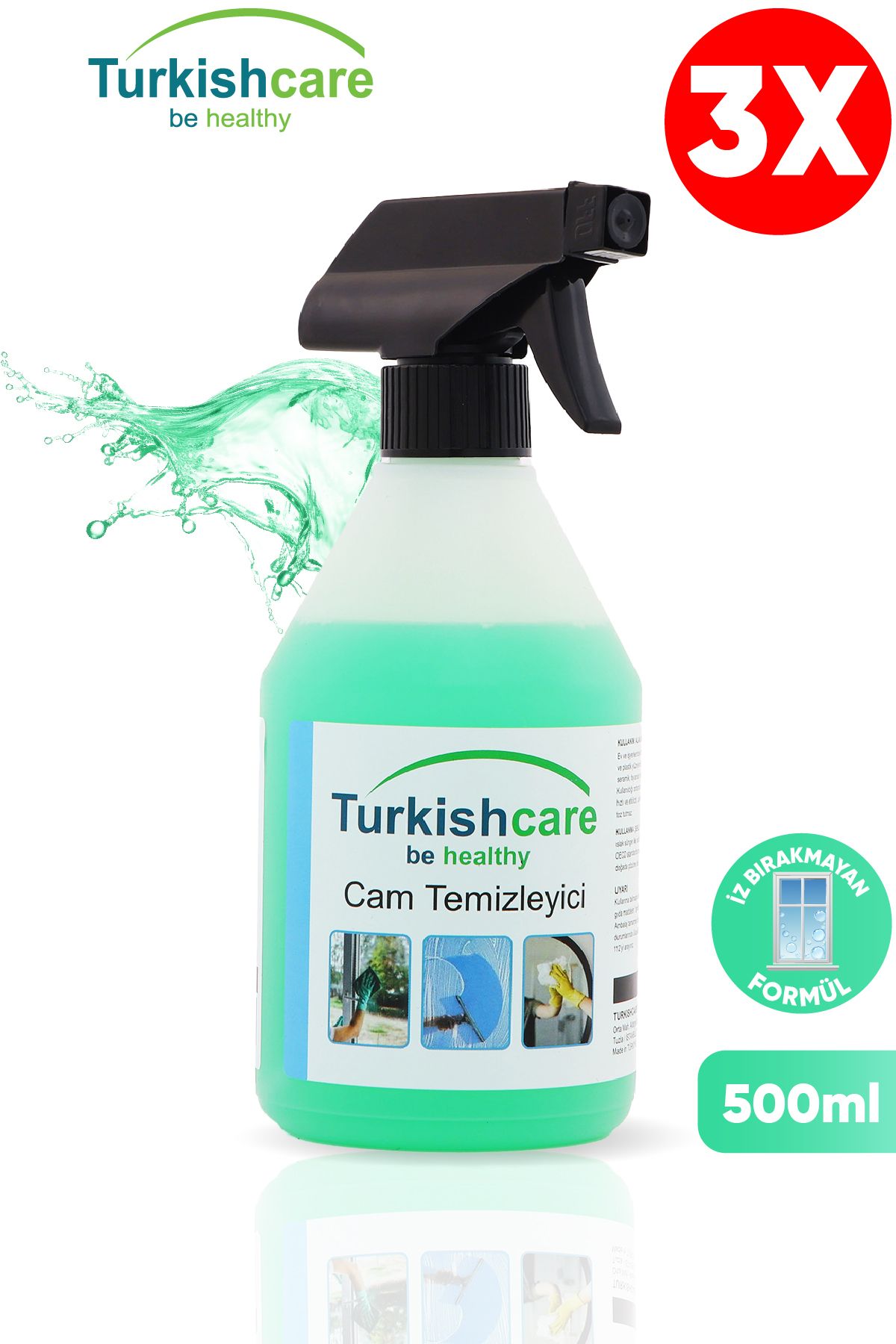 Turkishcare Cam Temizleyici 500ml 3'lü Paket