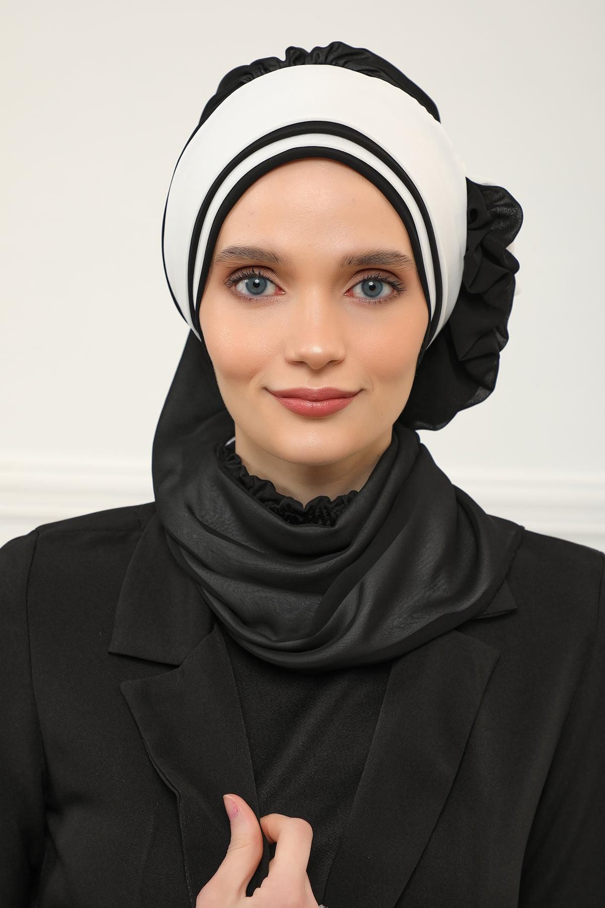 Aisha's Design-Double Color Design Chiffon Ready Turban,HT-86 5