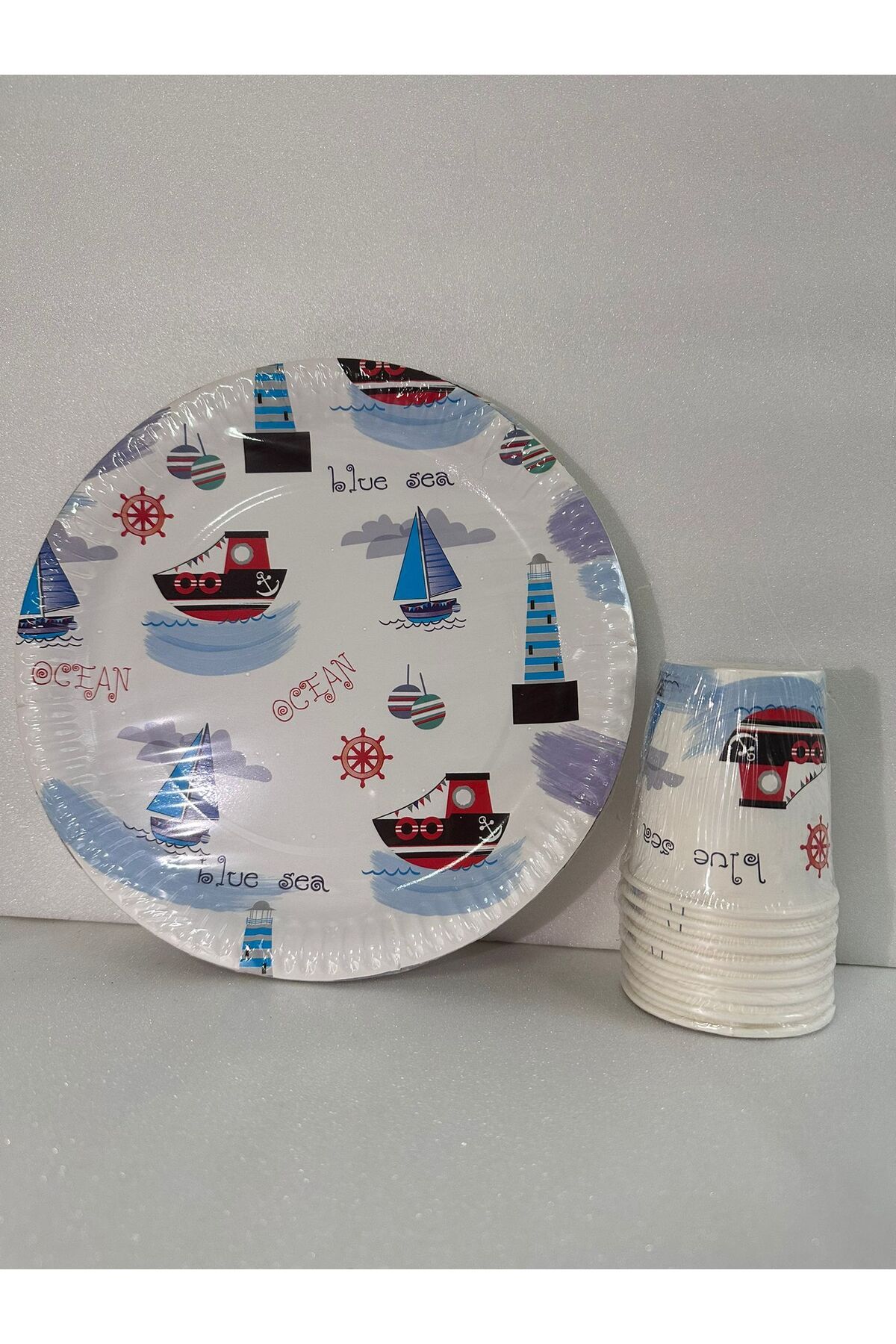 Cadde Süs-Sailor Set of 8 Paper Plates and Cups 1