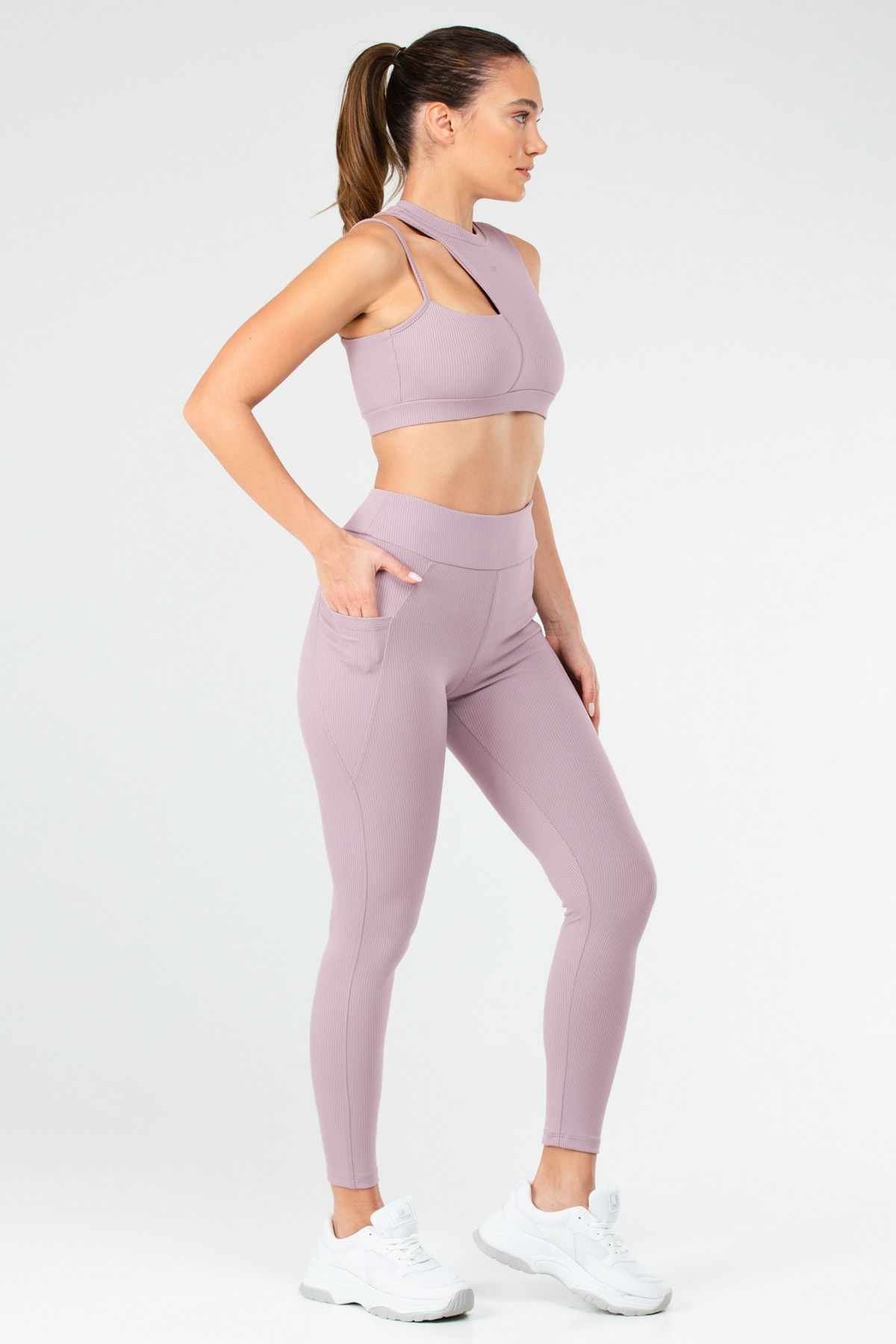 speedlife-Powder Slim Fit High Waist Recovery Women Leggings Suit Sb0849 3