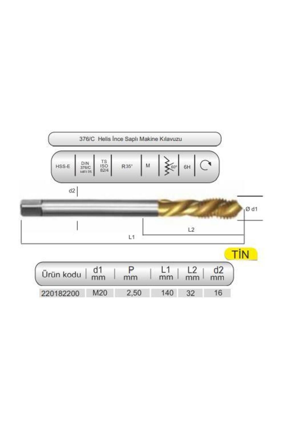 Diatools HSSE DIN376/C 35° HELİS M20x2,5 (6H) TİN