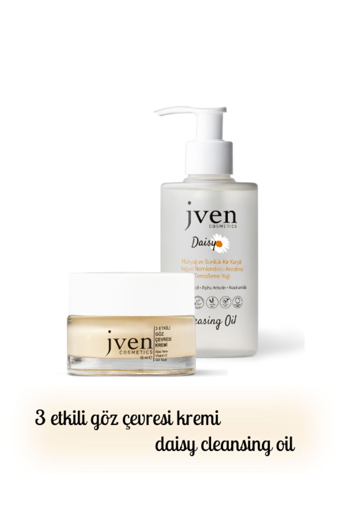 jven cosmetics 3 Etkili Göz Çevresi Kremi & Daisy Cleansing Oil