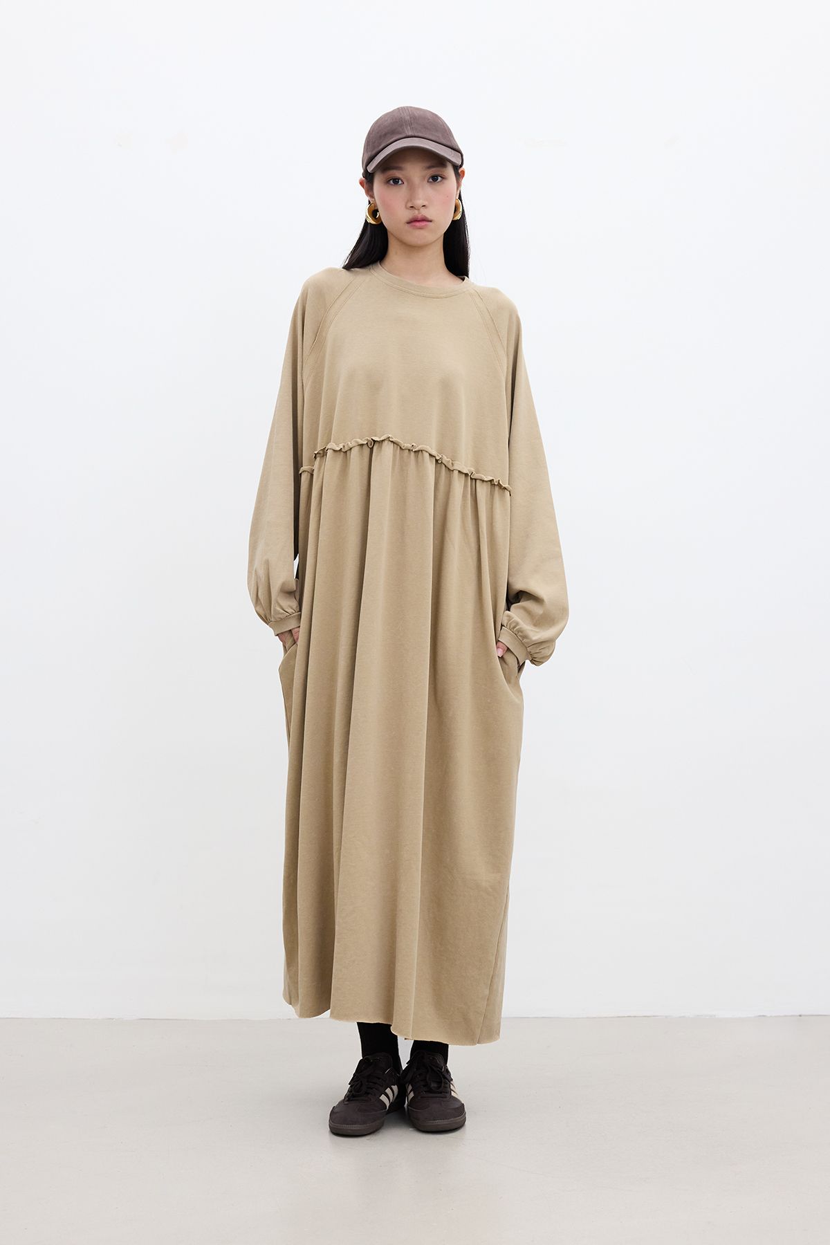Manuka-Camel Oversize Drawstring Dress 3