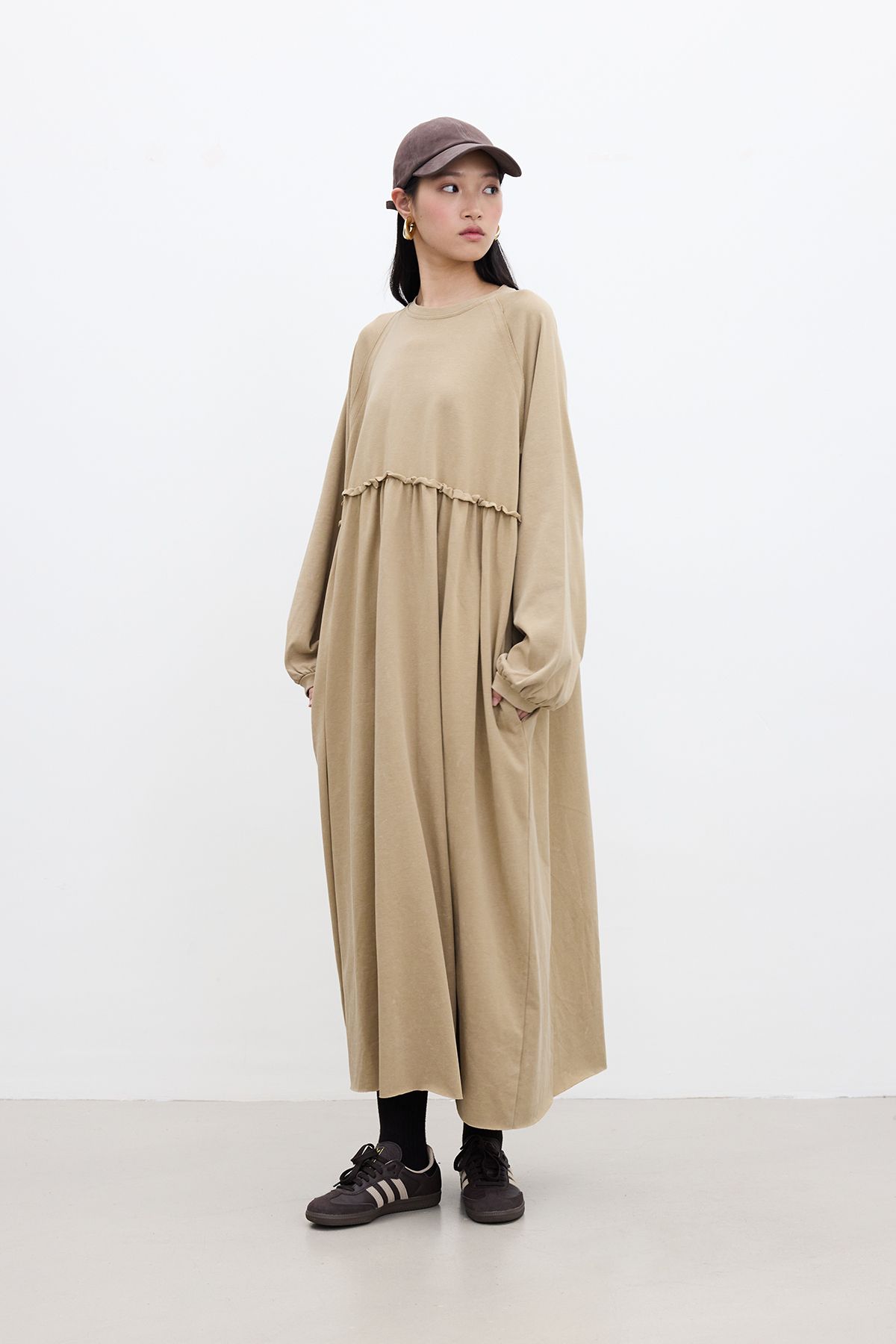 Manuka-Camel Oversize Drawstring Dress 6