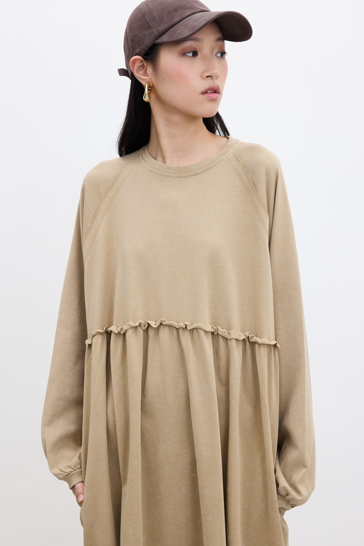 Manuka-Camel Oversize Drawstring Dress 4