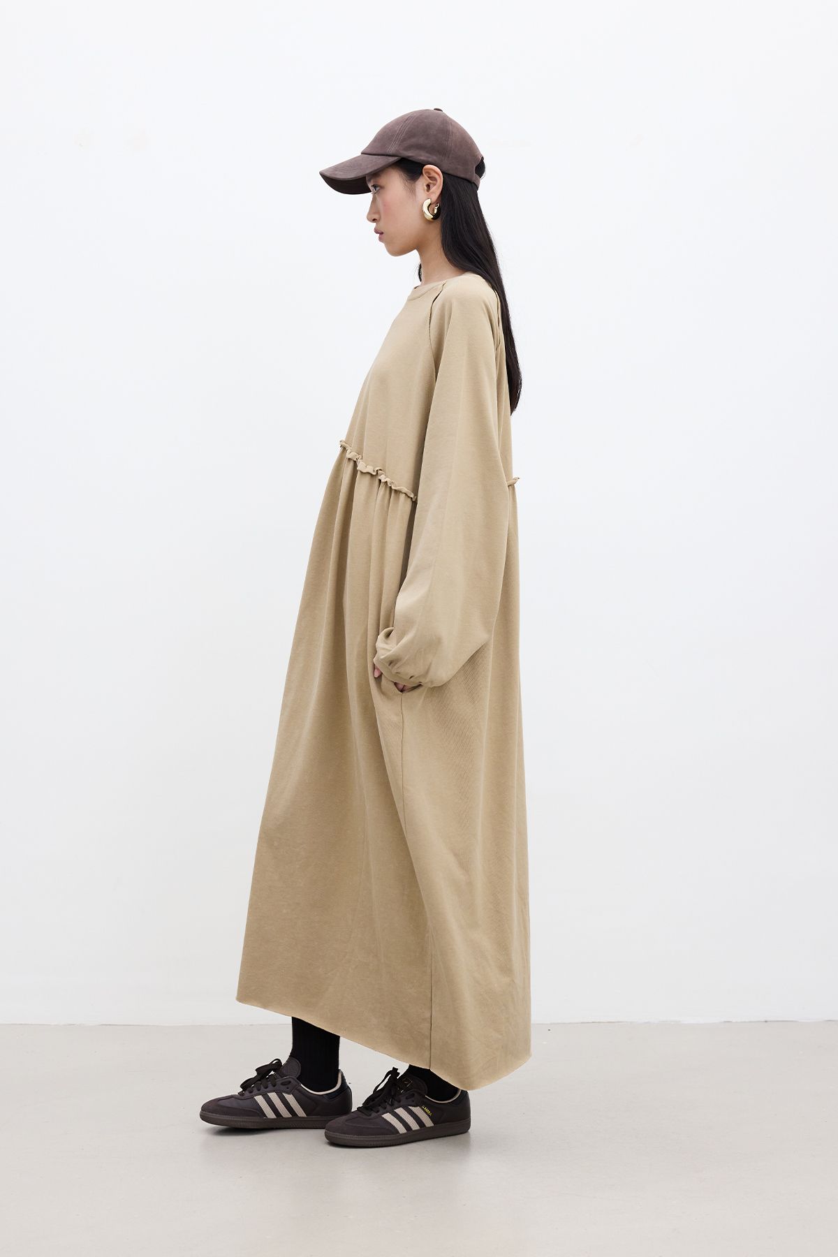 Manuka-Camel Oversize Drawstring Dress 7