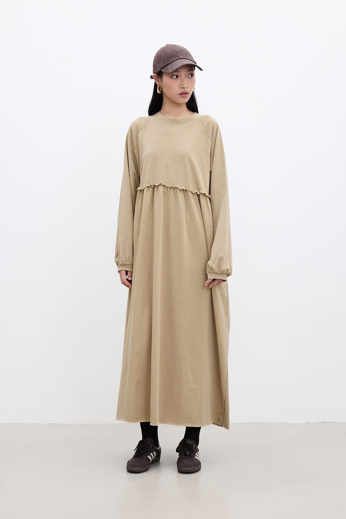 Manuka-Camel Oversize Drawstring Dress 5