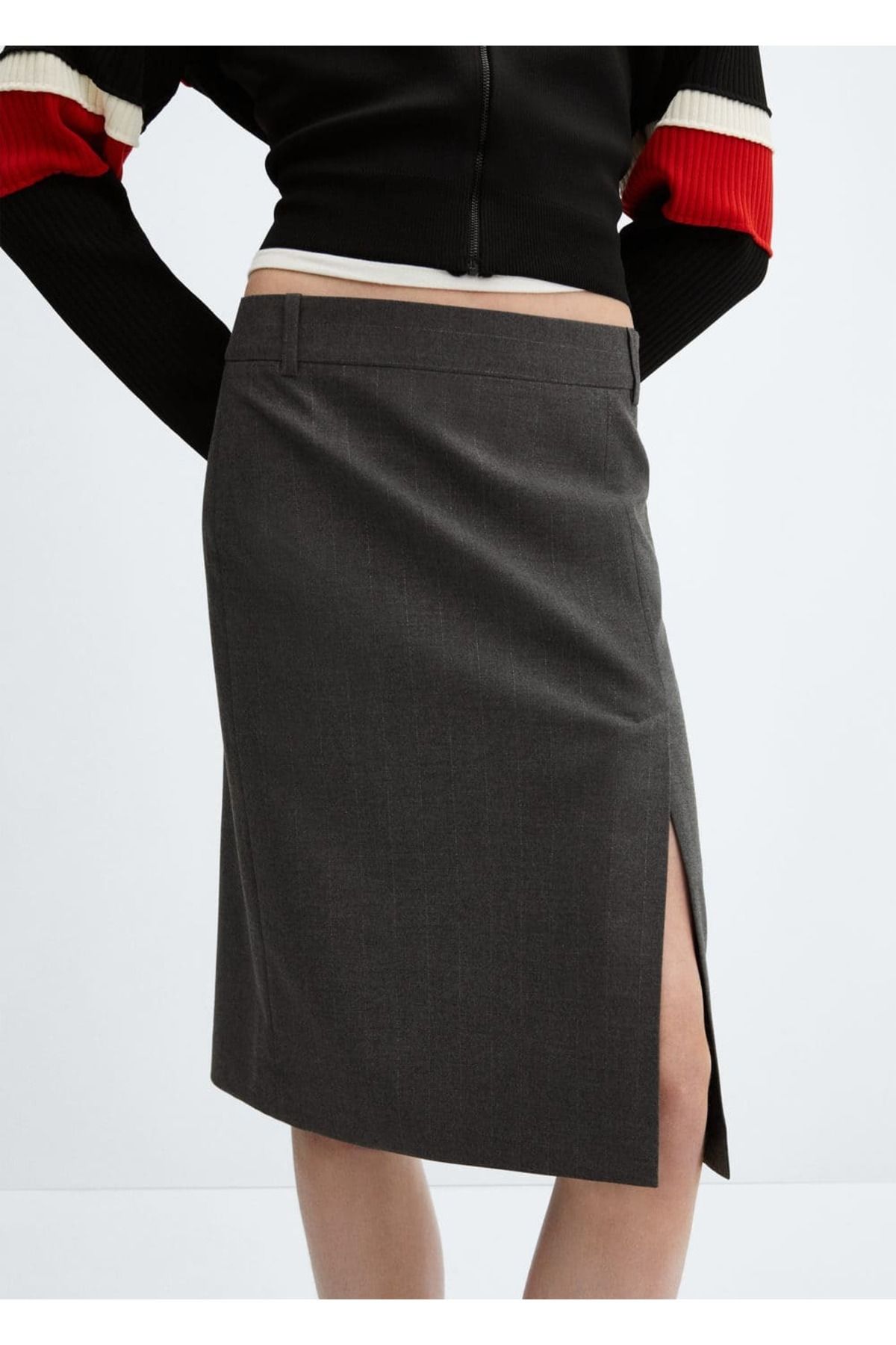 MANGO Woman-Slim Striped Skirt 1