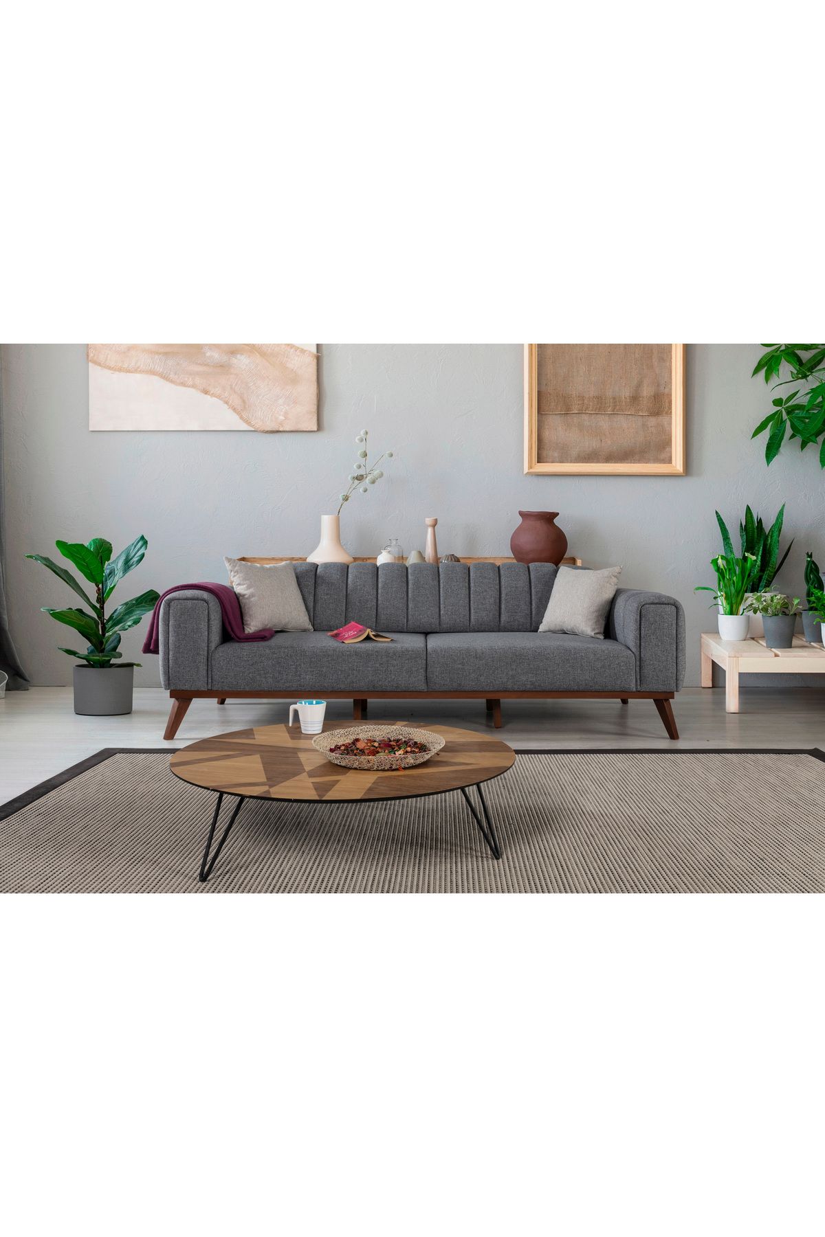 Elance Home VELAR YATAKLI KANEPE KETEN AÇIK GRİ