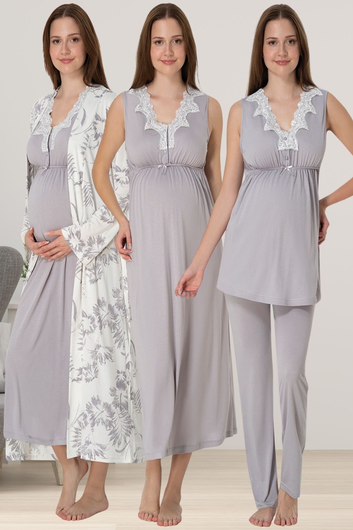 ByLohusa-Effortt Gray Pregnant Maternity Set 1