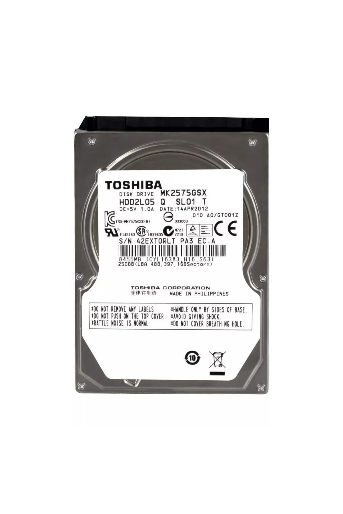 Toshiba 250 Gb Harddisk 2.5" marka (refurbished)