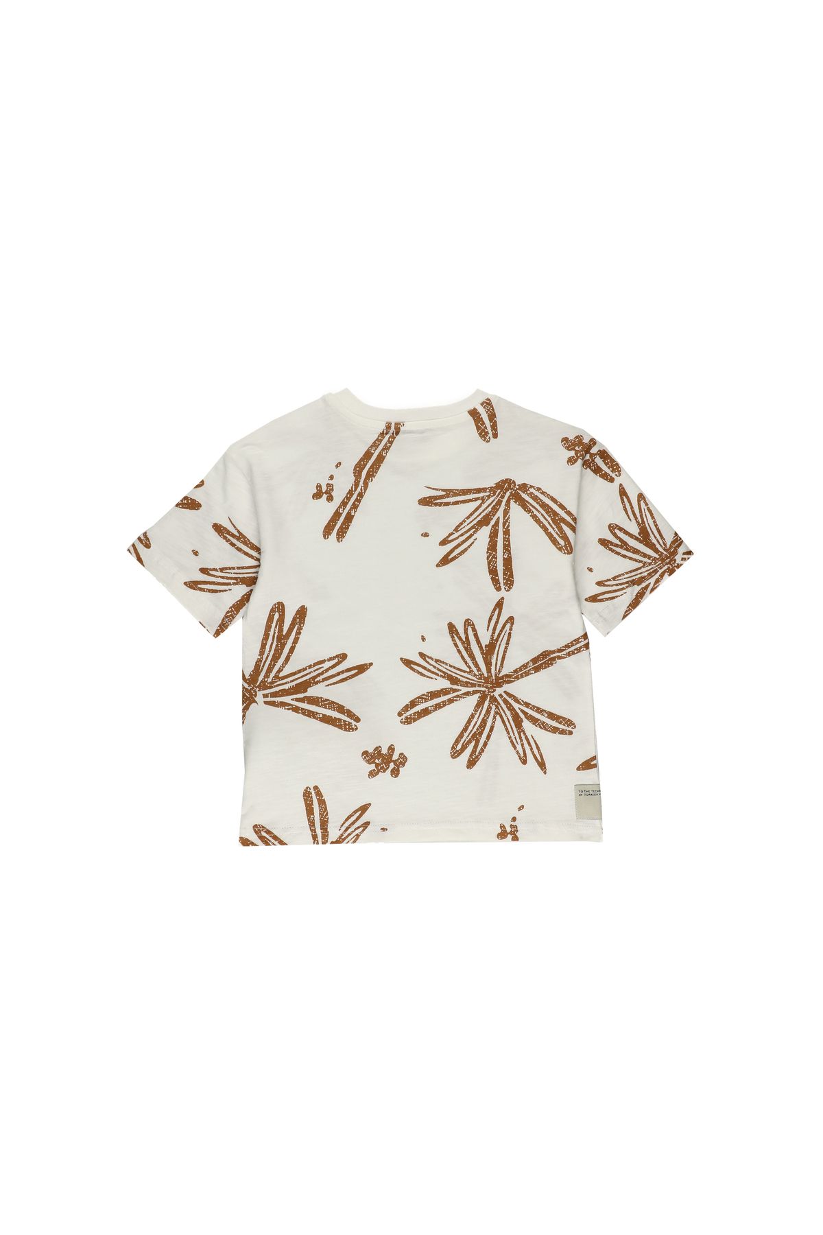 Panço-Boy's Palm Printed Ecru T-Shirt 2